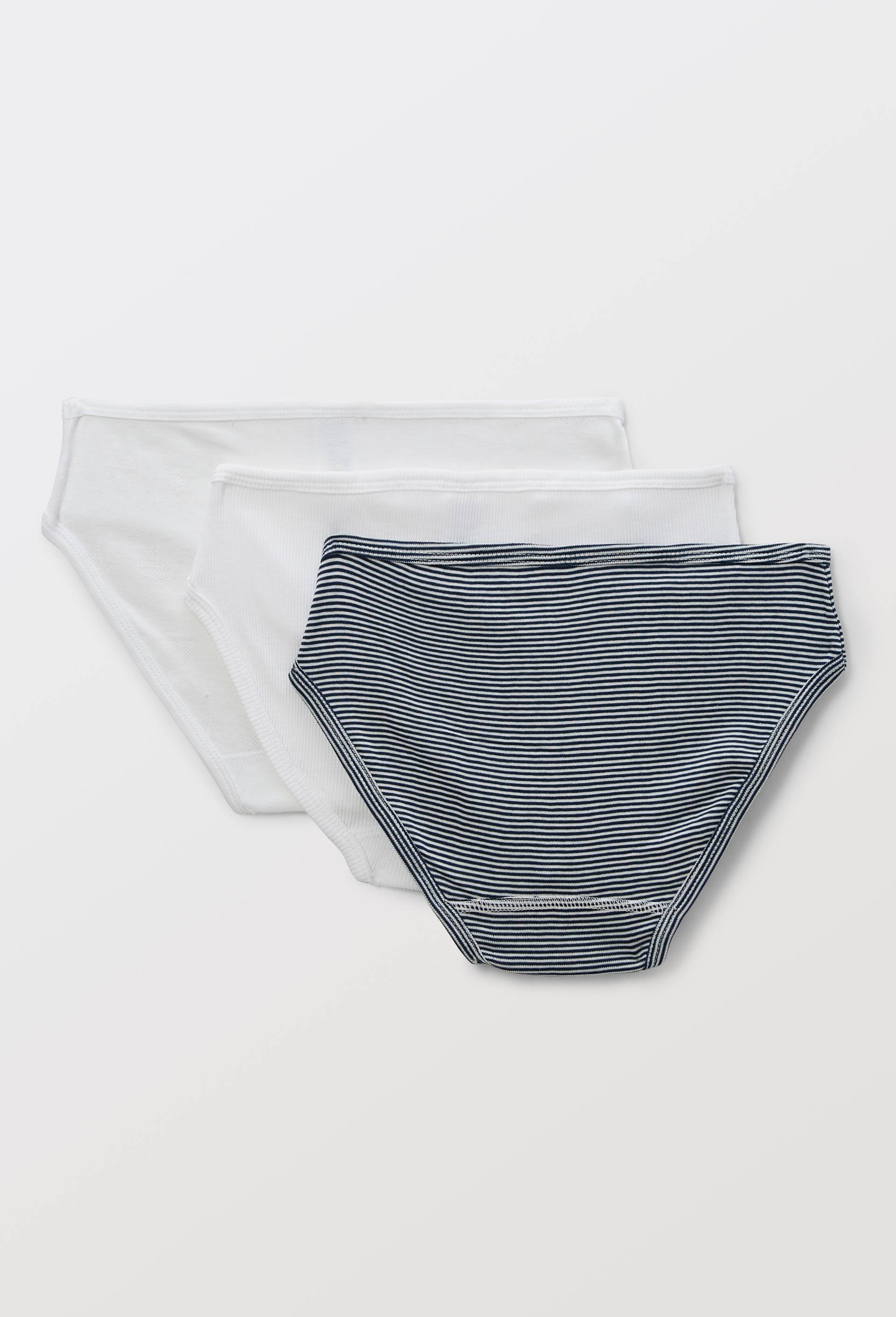 Lot de 3 culottes midi en coton BIO Petit Bateau, certifi&eacute; OEKO-TEX, Bleu fonc&eacute;, large image number 2.0