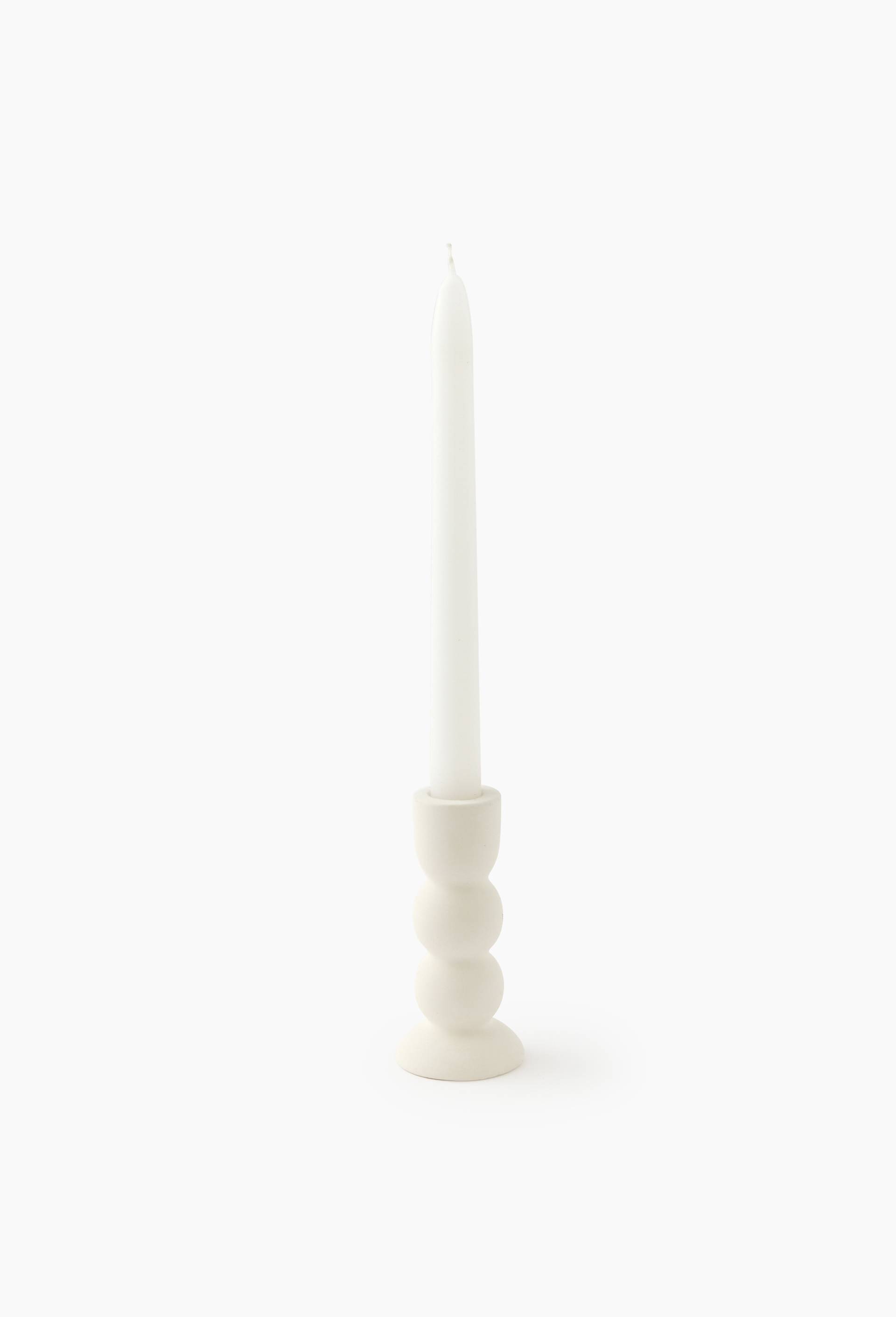 Bougeoir boules, 5x12cm, en c&eacute;ramique, Blanc, large image number 0