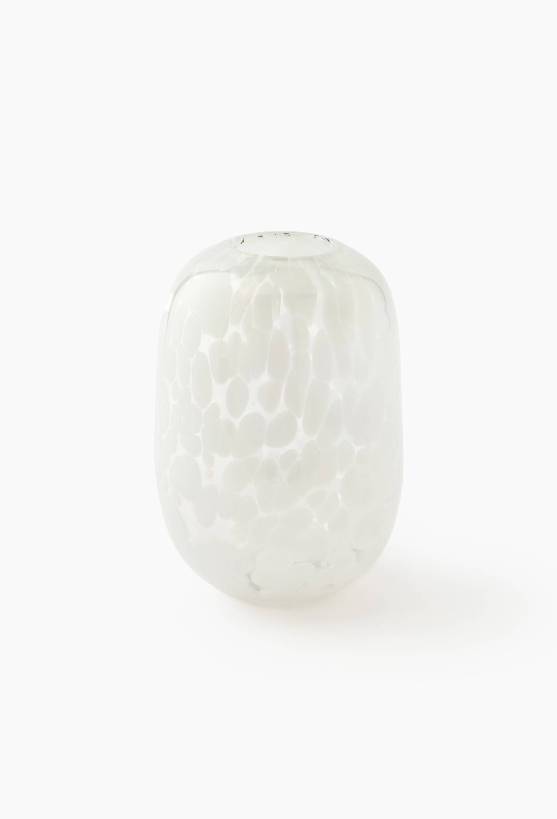 Vase tachet&eacute;, 11xH16cm, en verre, Blanc, swatch image