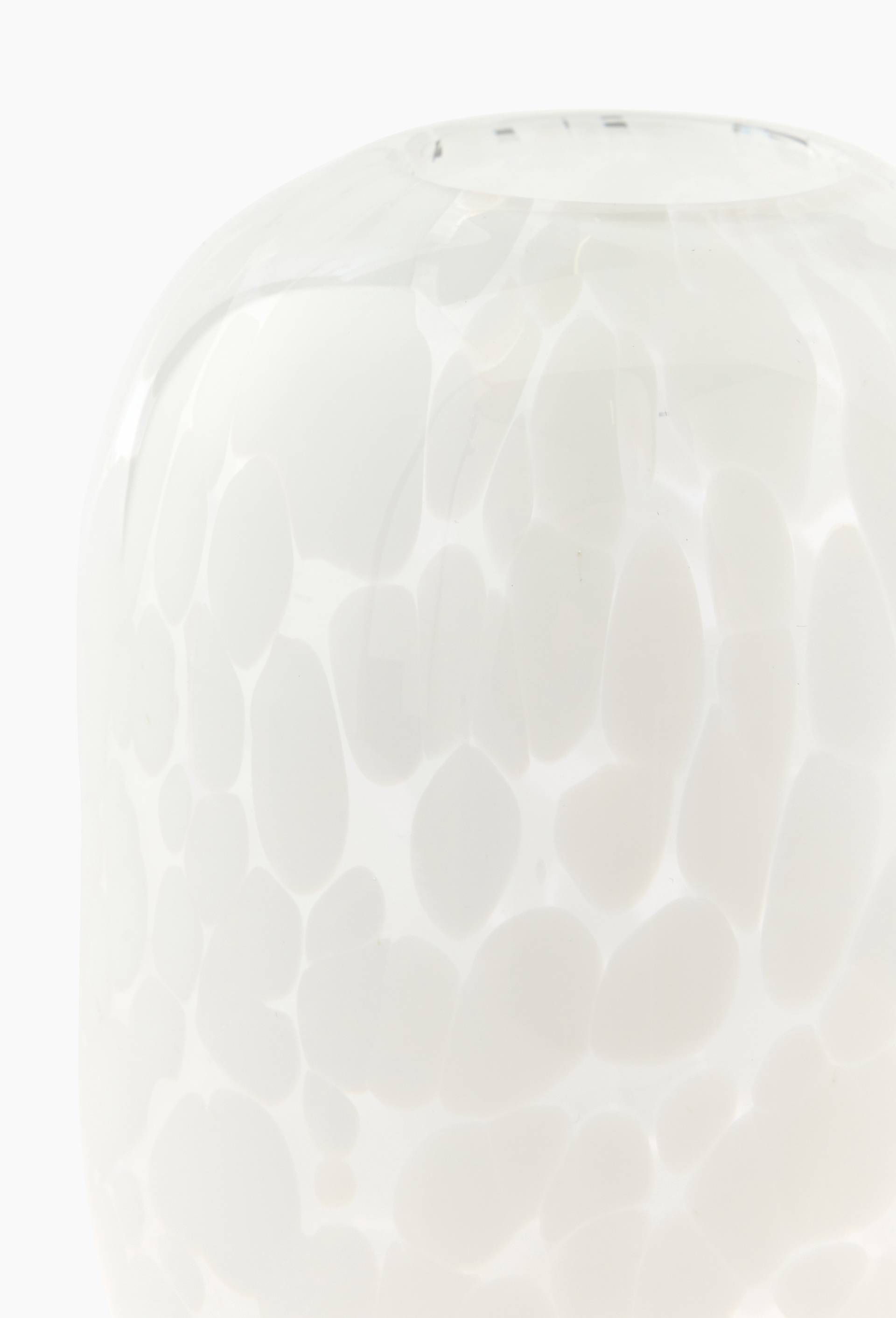 Vase tachet&eacute;, 11xH16cm, en verre, Blanc, large image number 1
