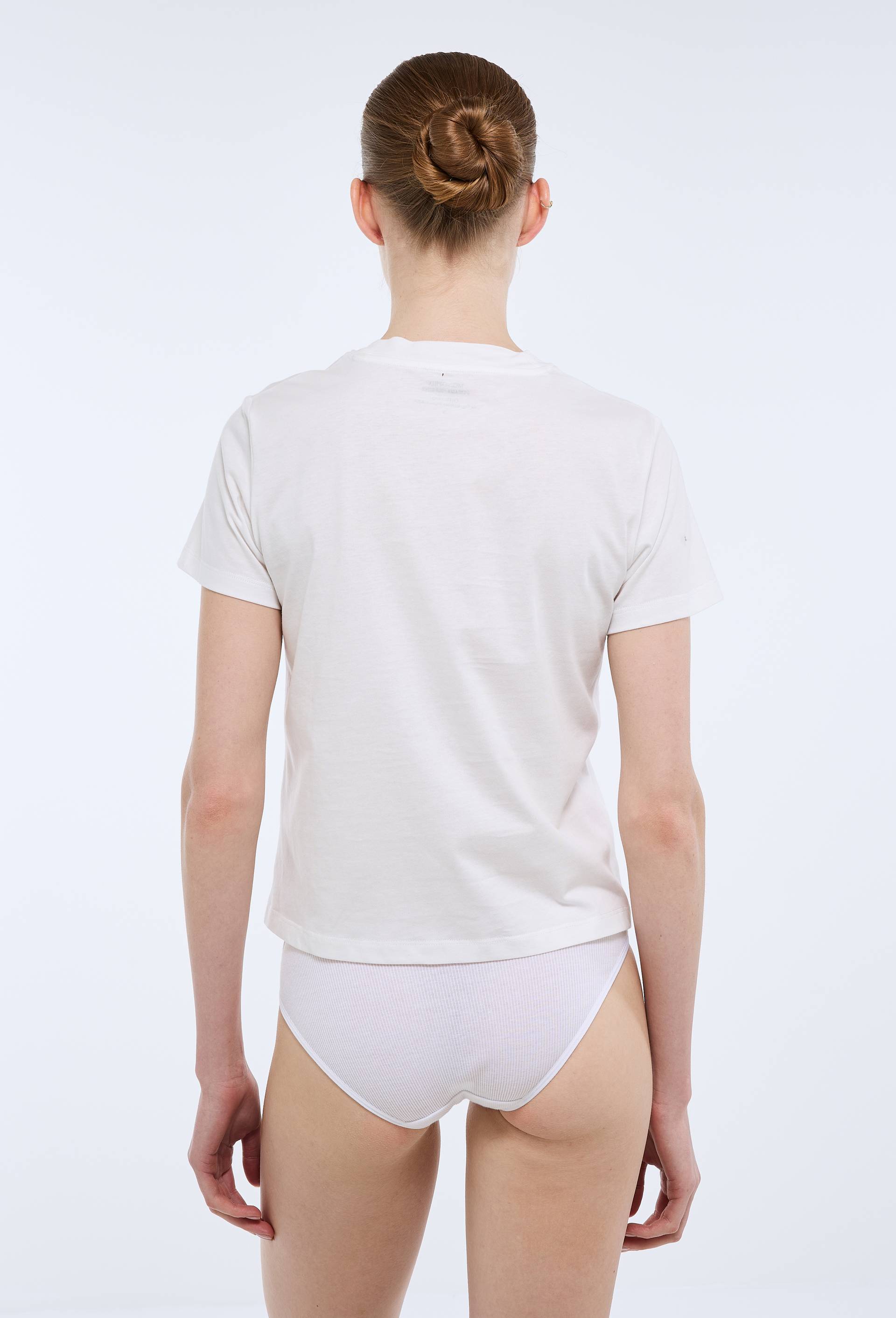 T-shirt col rond broderie coeur, Ecru, large image number 1.0