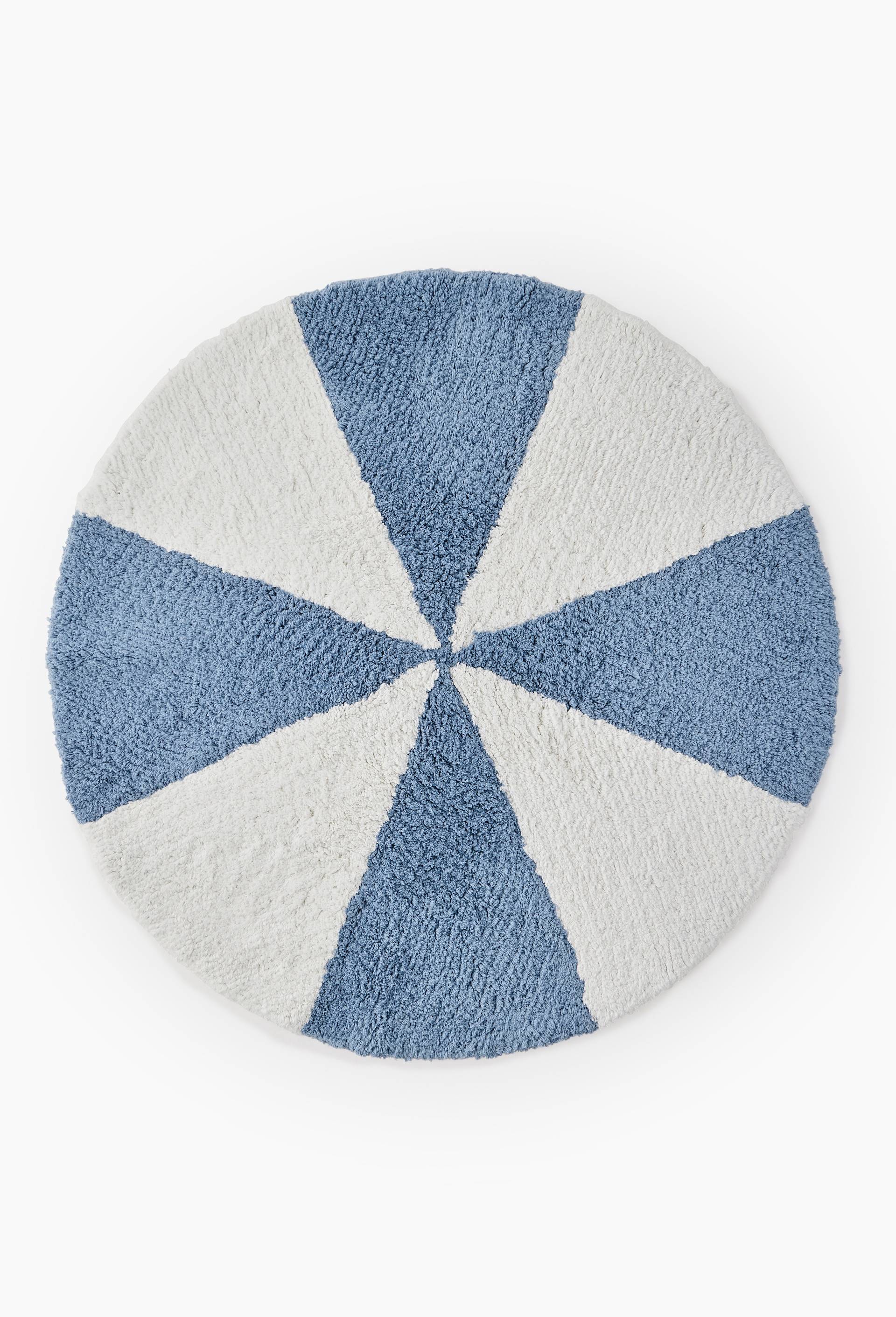 Tapis rond bicolore, bleu, D90 cm, 100% coton, Bleu, large image number 0