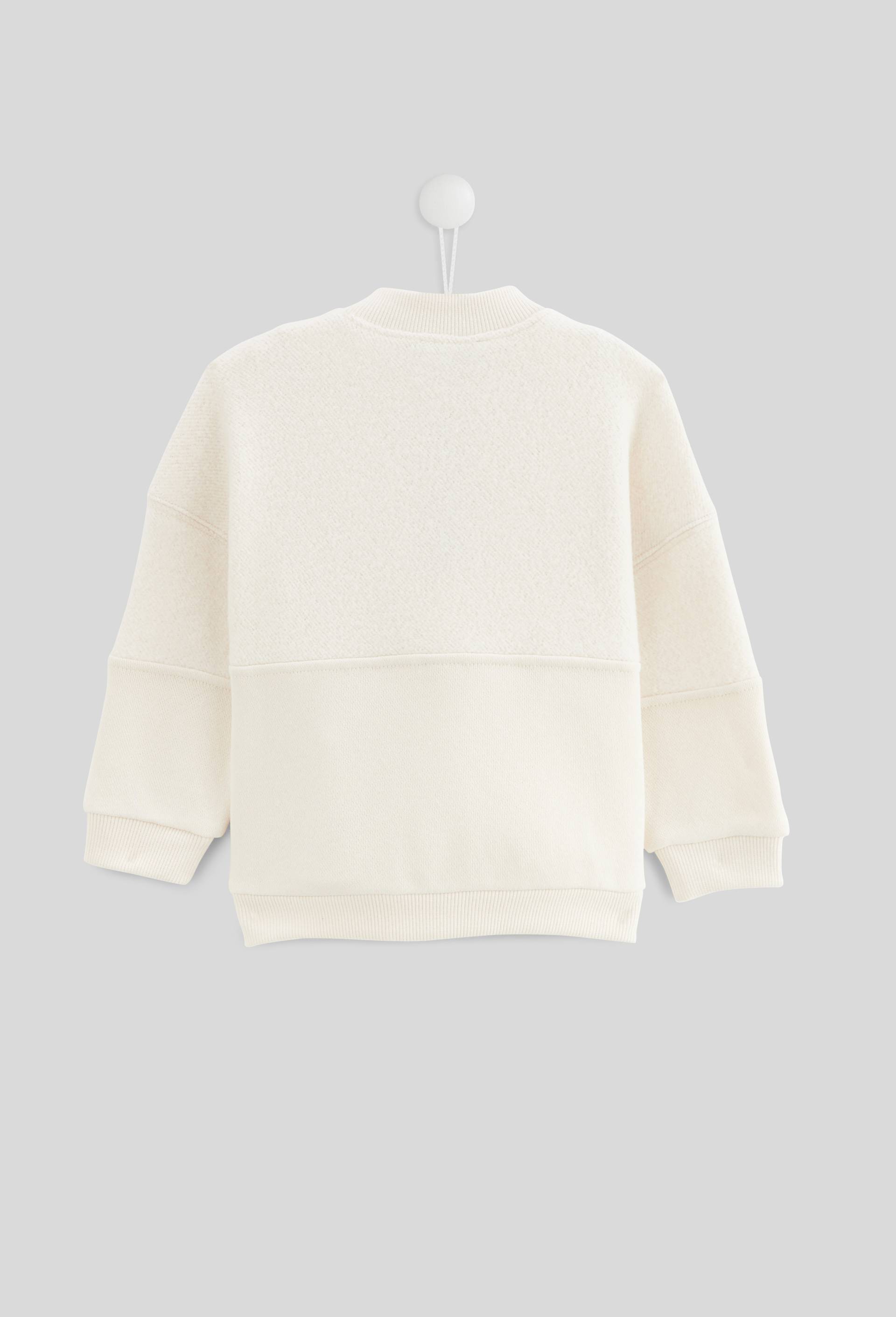 Sweat col zippé uni contenant du coton, Beige clair, large image number 1