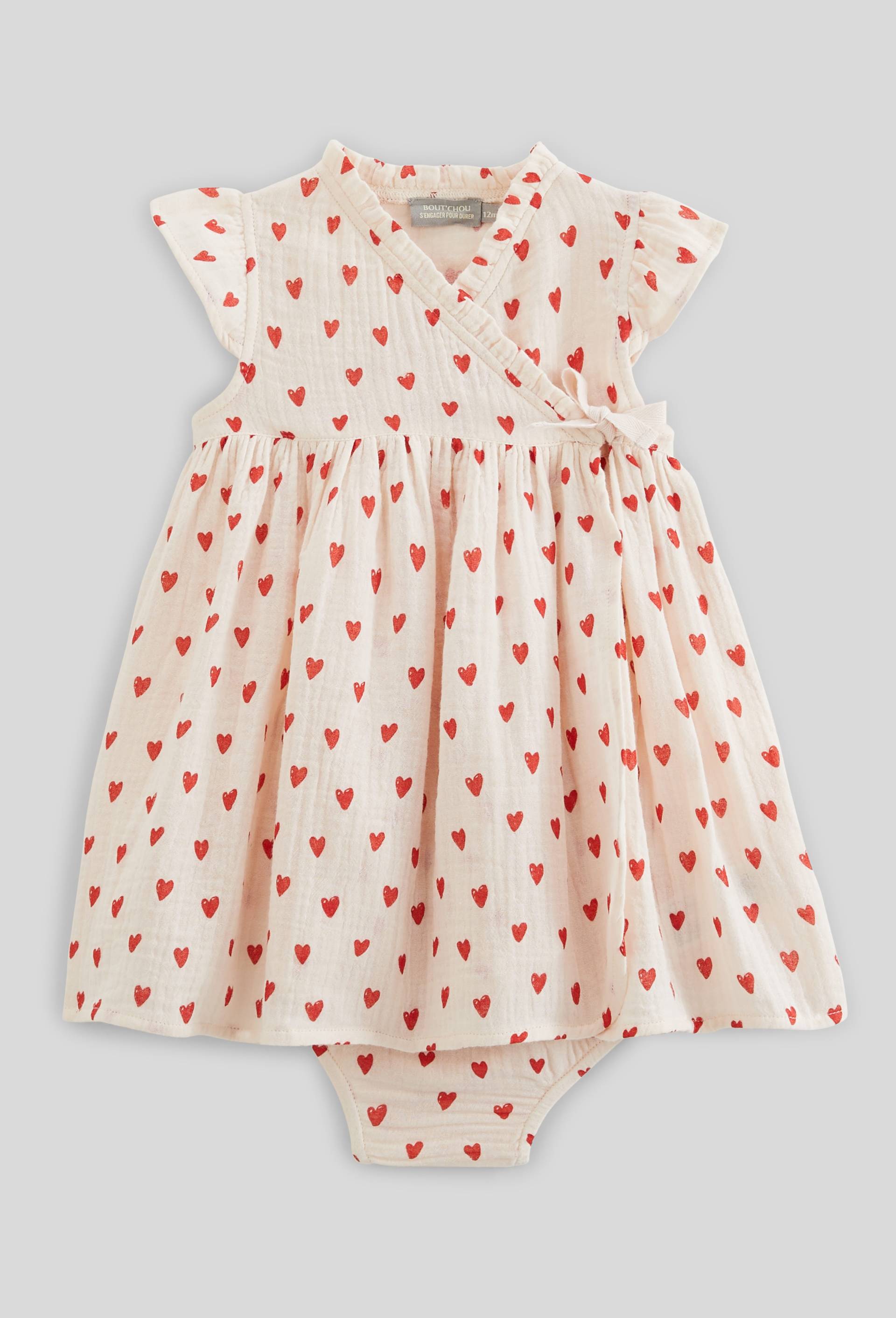 Robe portefeuille avec bloomer imprim&eacute;s en gaze de coton BIO GOTS, Beige clair, large image number 1.0
