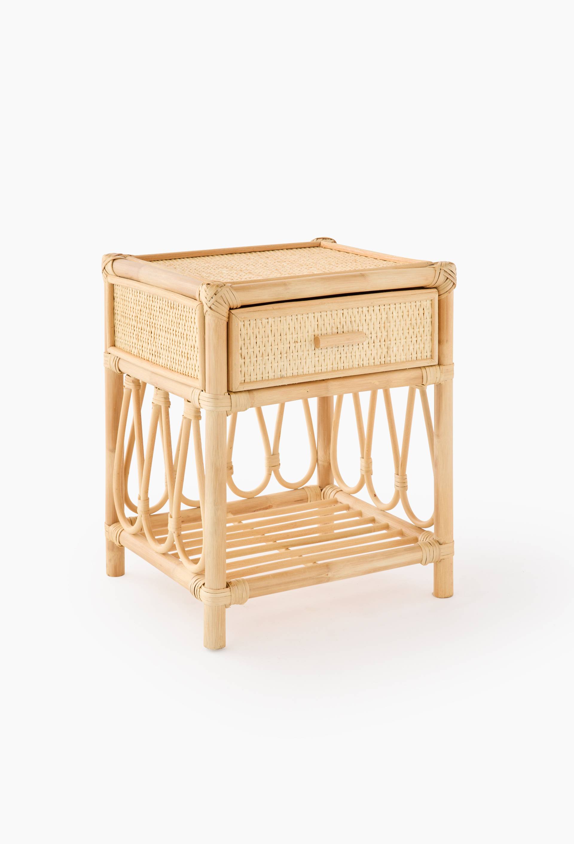 Table de chevet, 35x31xH41cm, en rotin, Beige clair, large image number 0