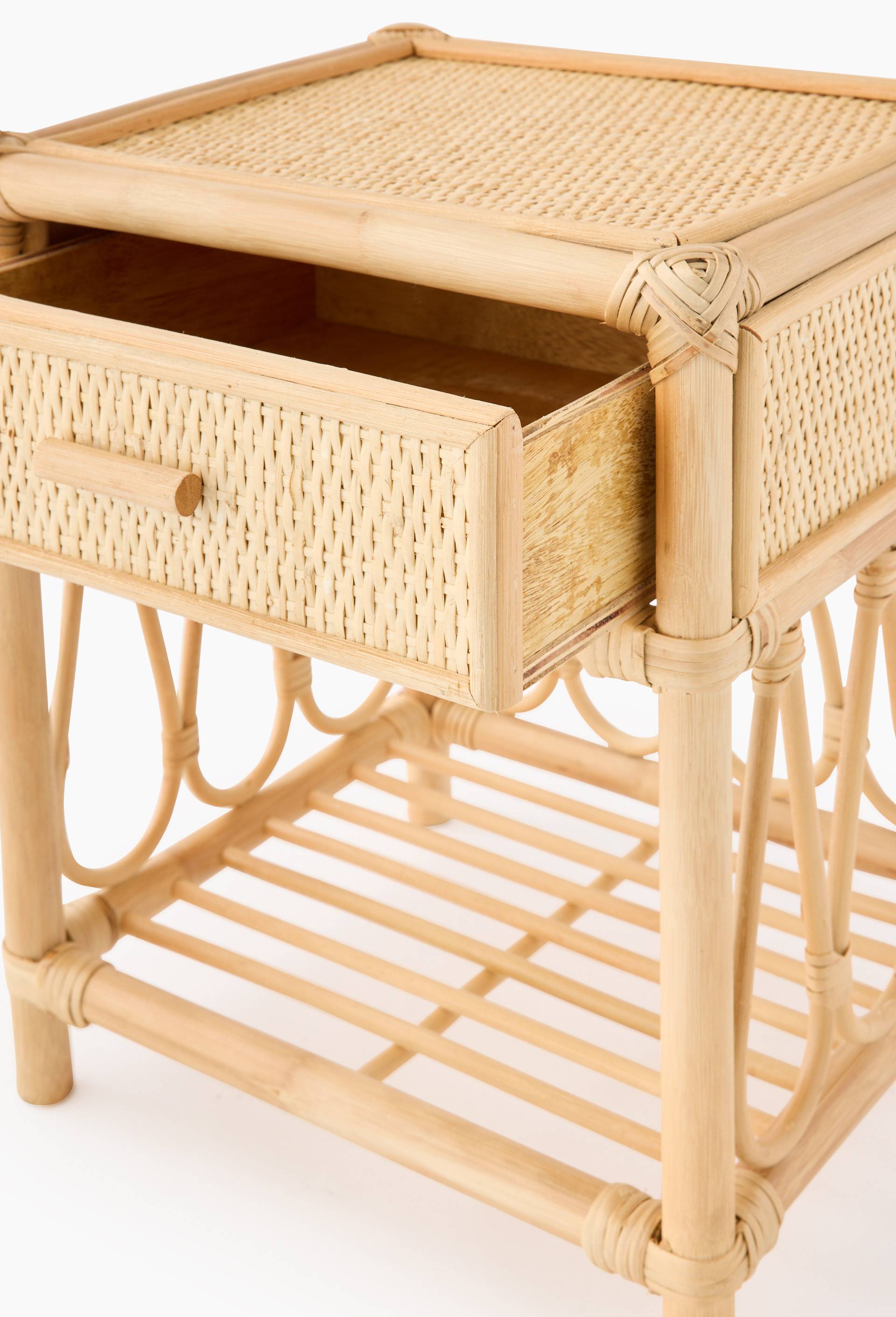 Table de chevet, 35x31xH41cm, en rotin, Beige clair, large image number 1