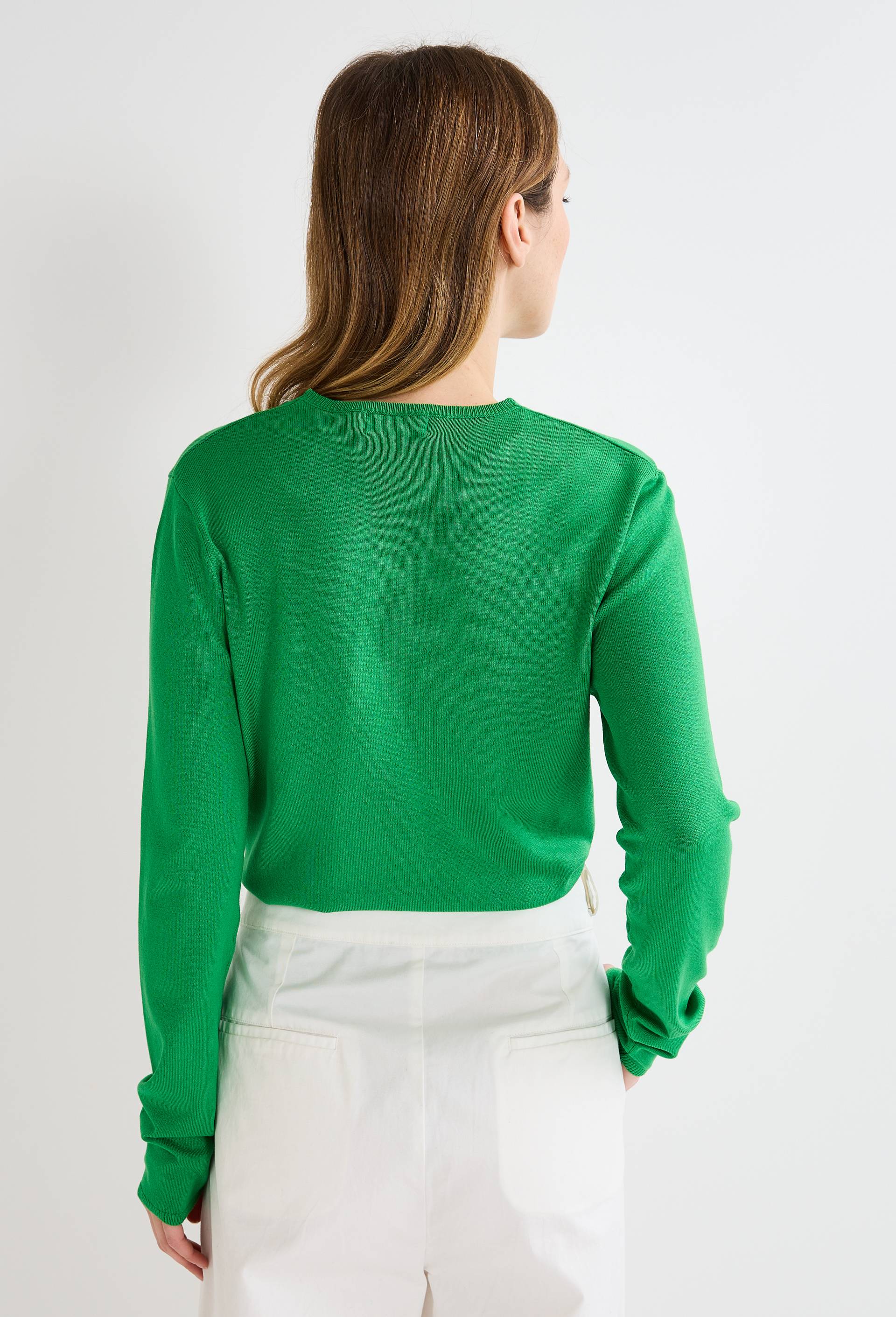 Pull col V uni, Vert, large image number 1.0