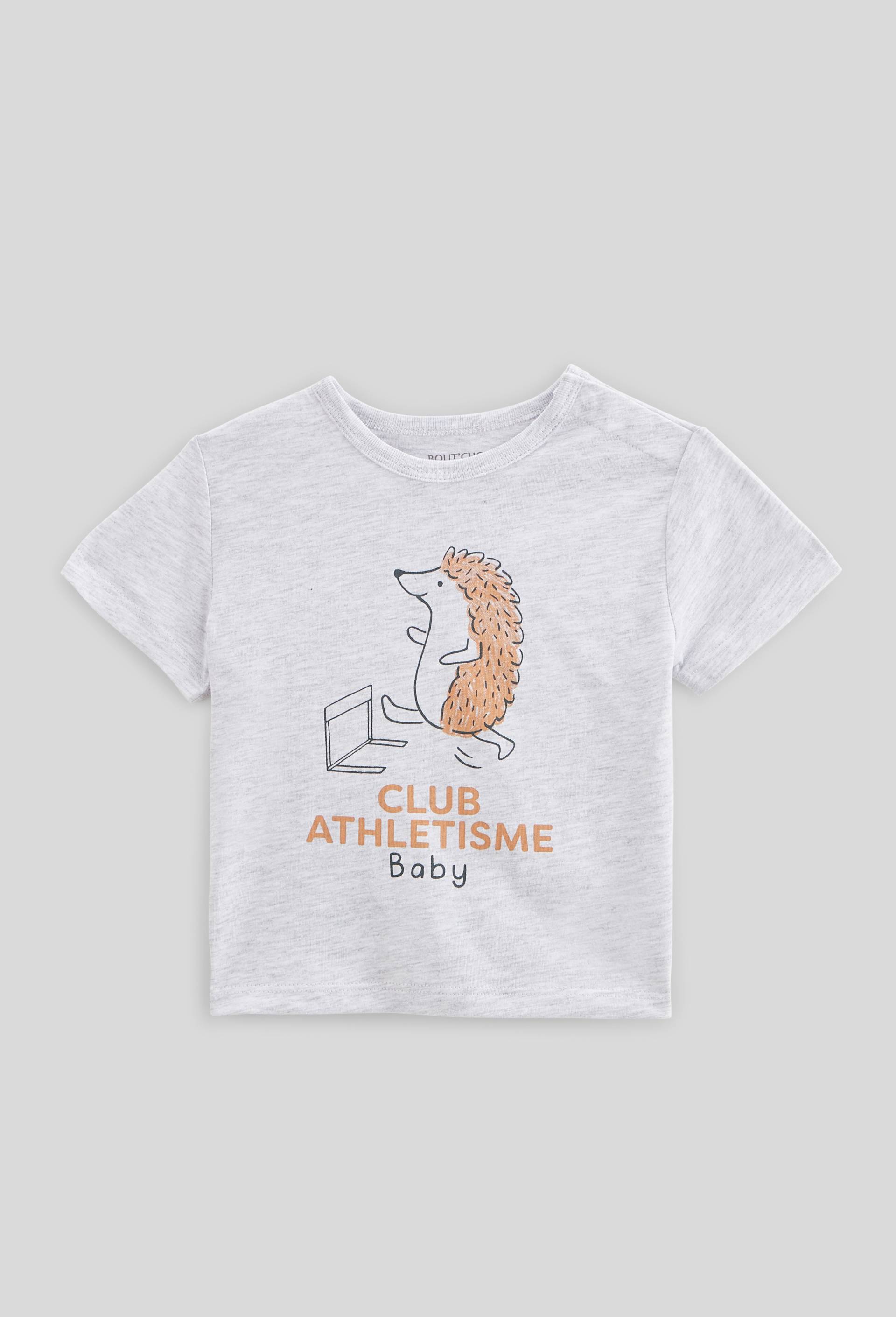 T-shirt manches courtes imprimé en coton BIO GOTS, Gris, large image number 0