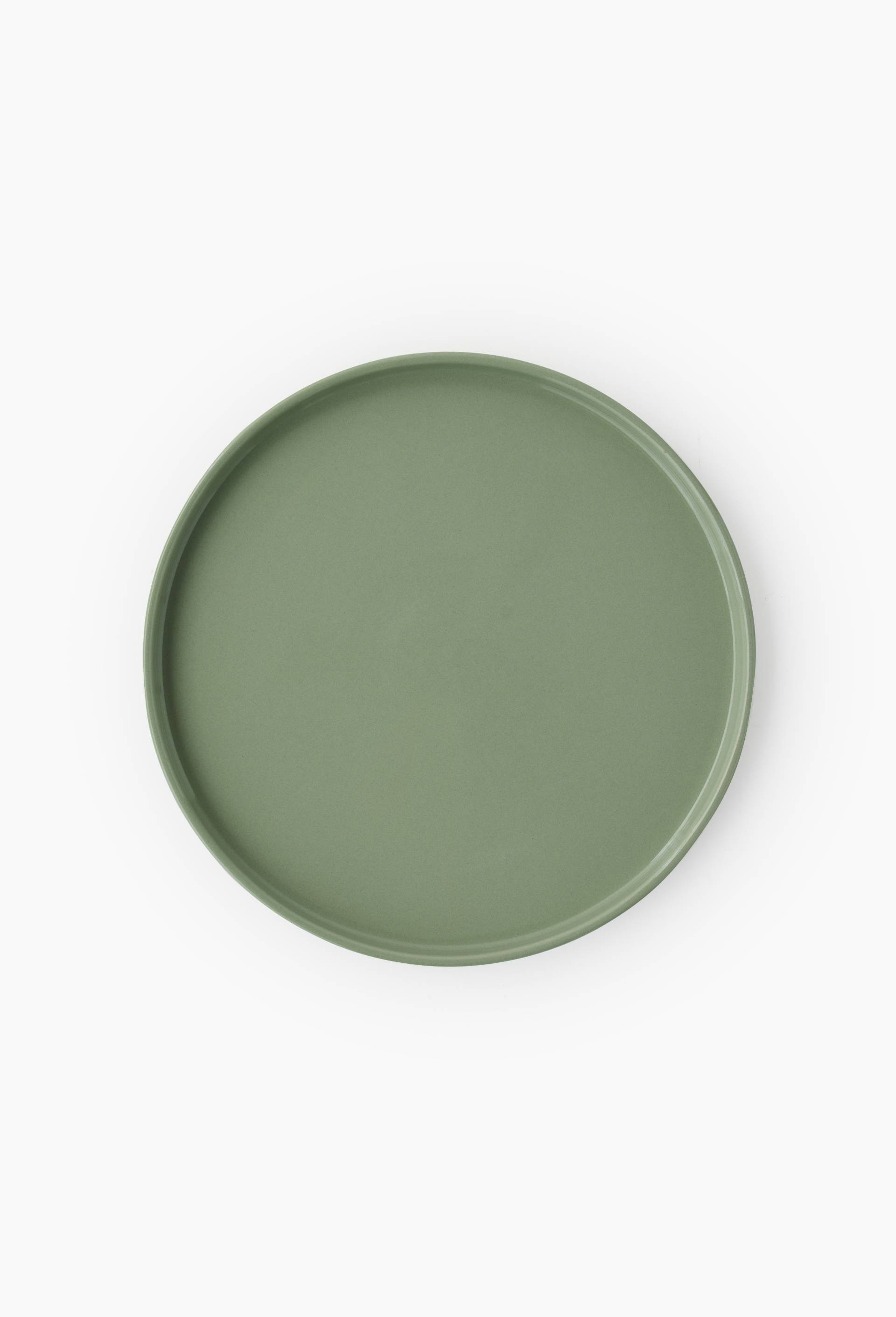 Assiette plate rebord finition brillante, 25cm, Vert, large image number 0.0