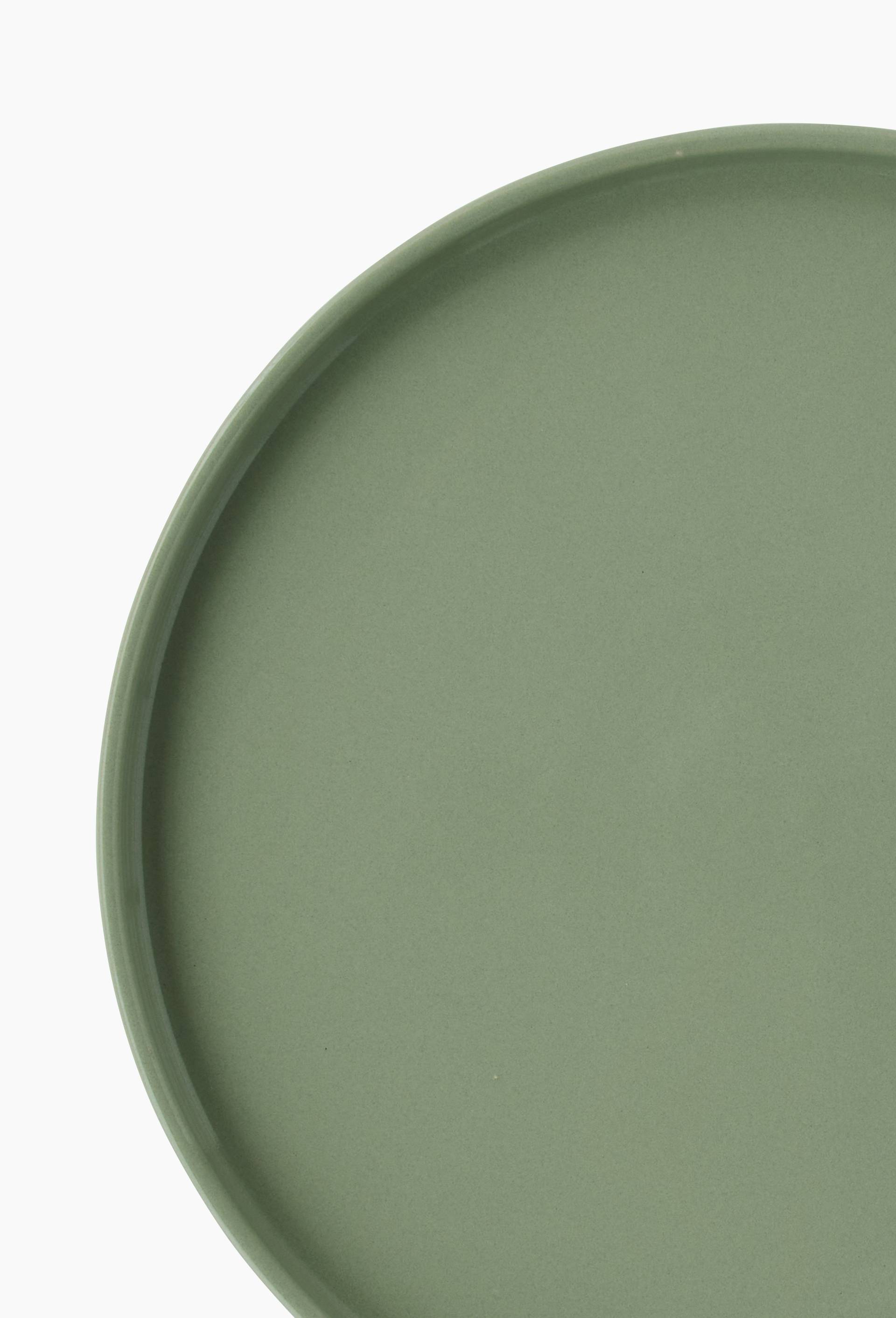 Assiette plate rebord finition brillante, 25cm, Vert, large image number 1.0