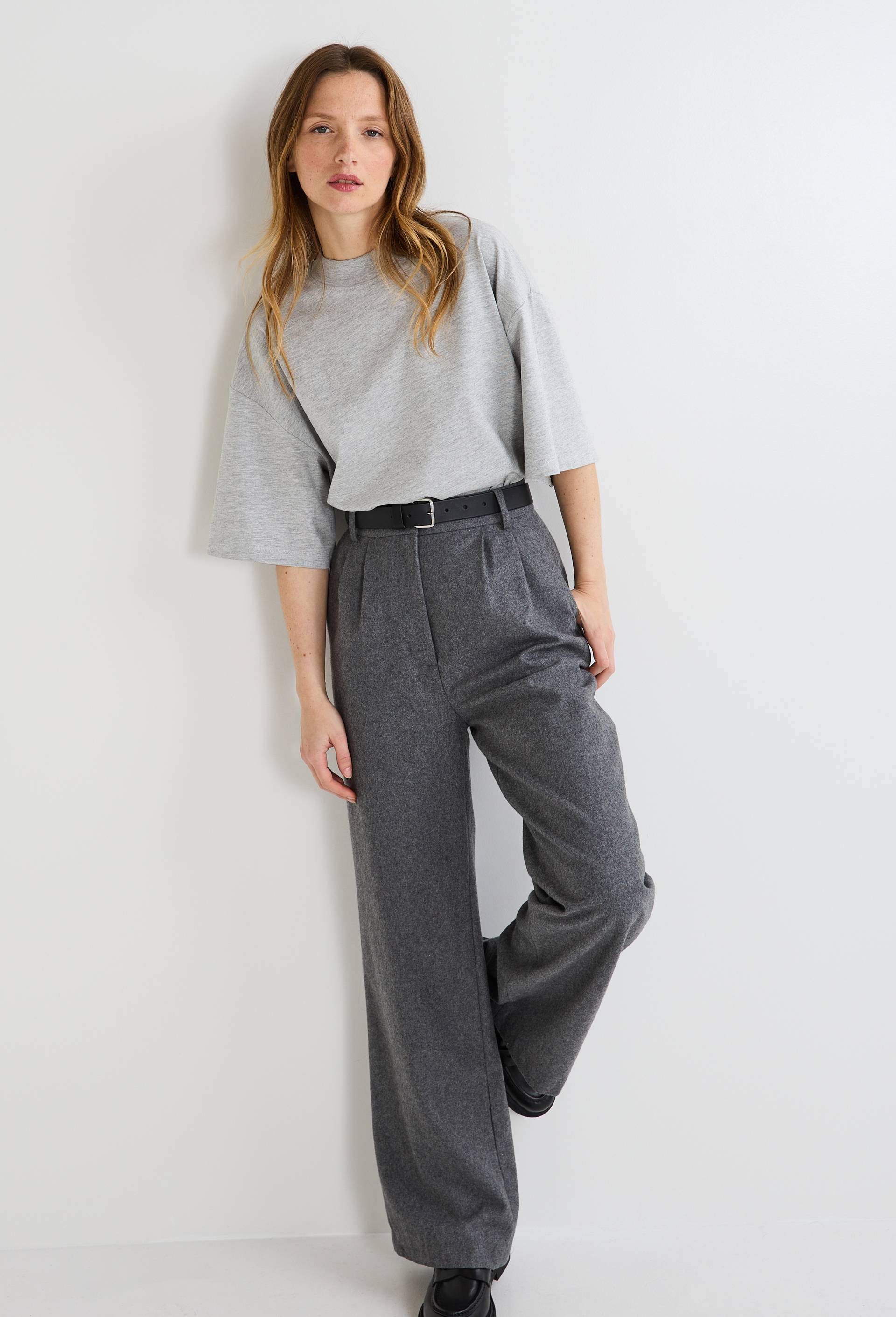 T-shirt manches courtes uni en coton BIO GOTS, Gris, swatch image