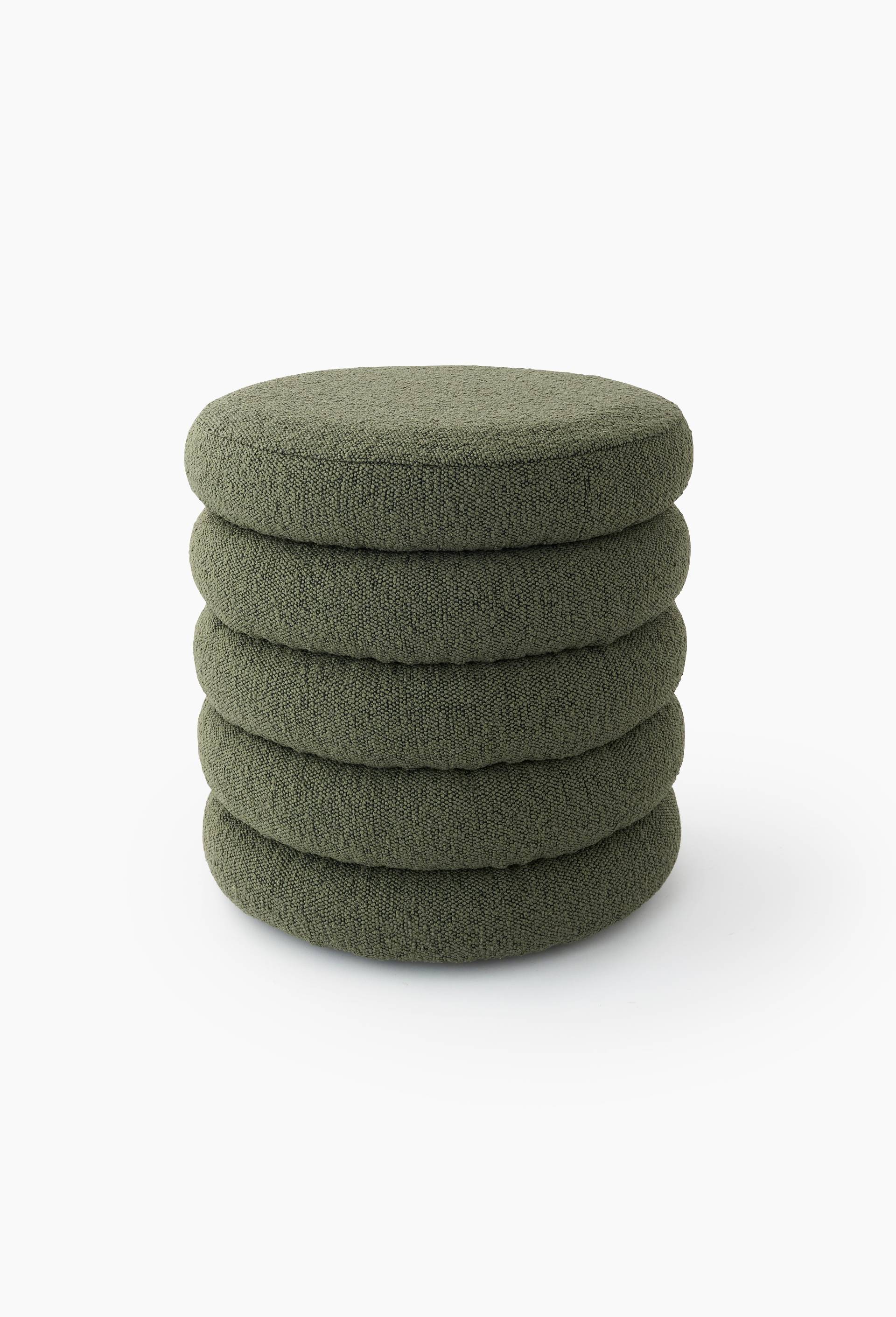 Pouf coffre effet gratt&eacute;, D42xH41cm, en polyester, Vert fonc&eacute;, swatch image