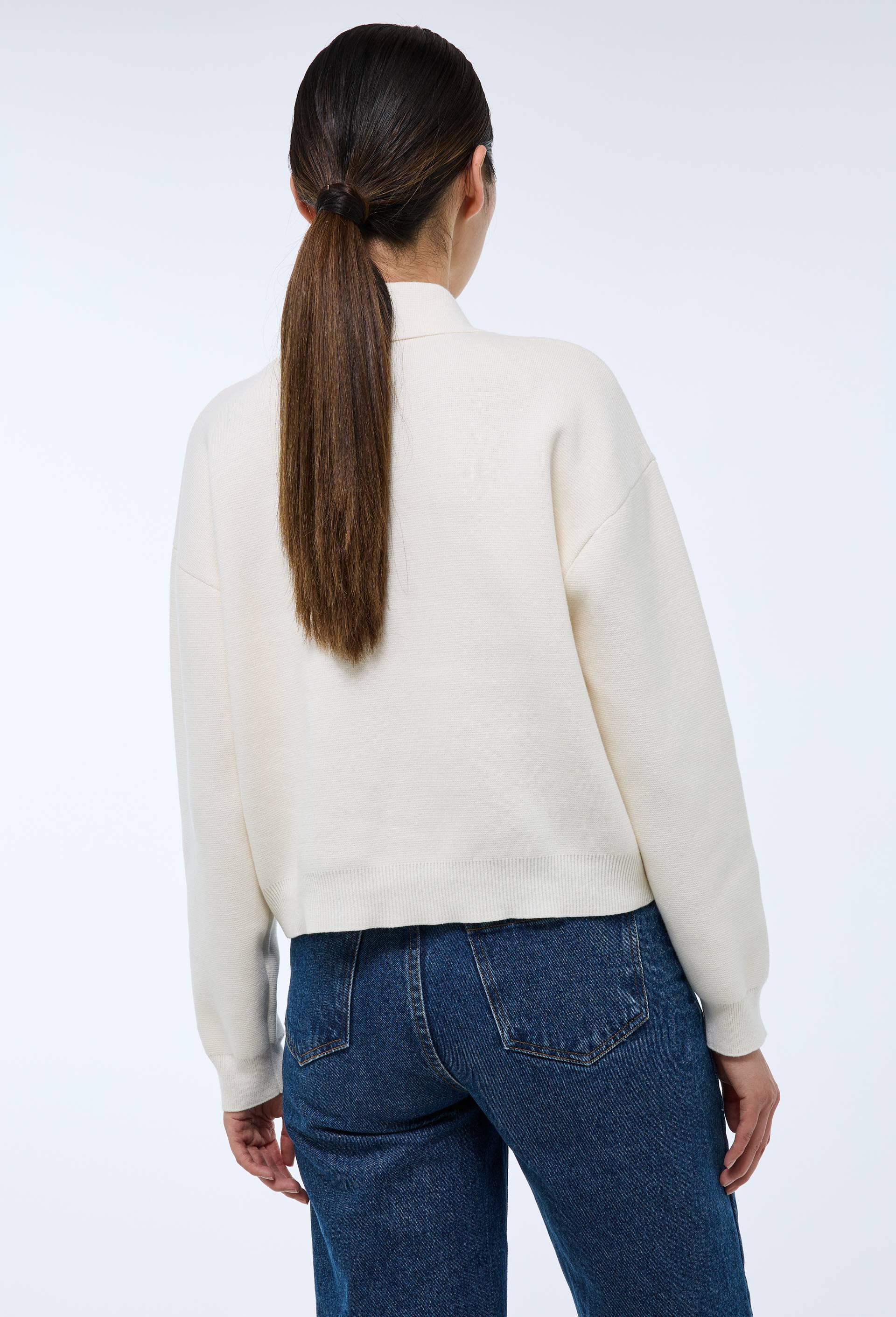 Veste en maille unie en coton BIO GOTS, Ecru, large image number 1.0