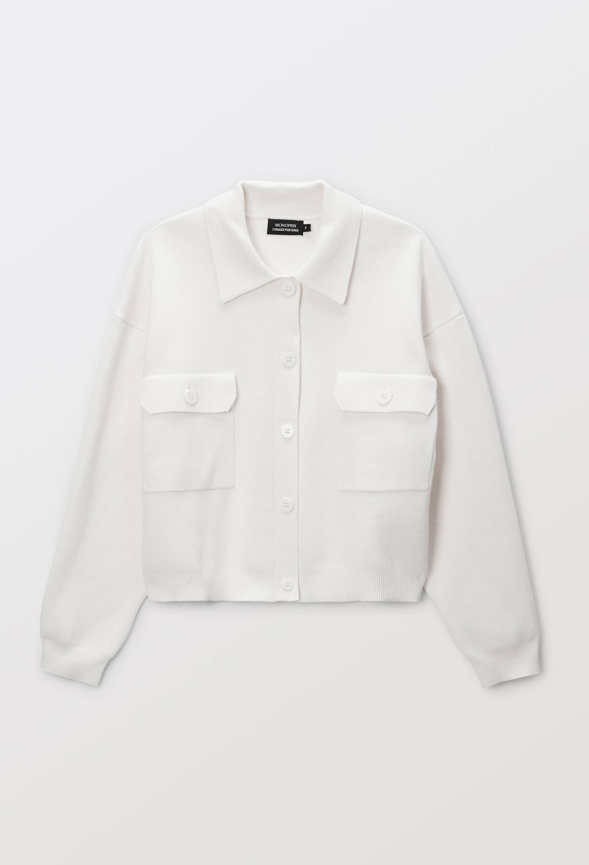 Veste en maille unie en coton BIO GOTS, Ecru, large image number 2.0