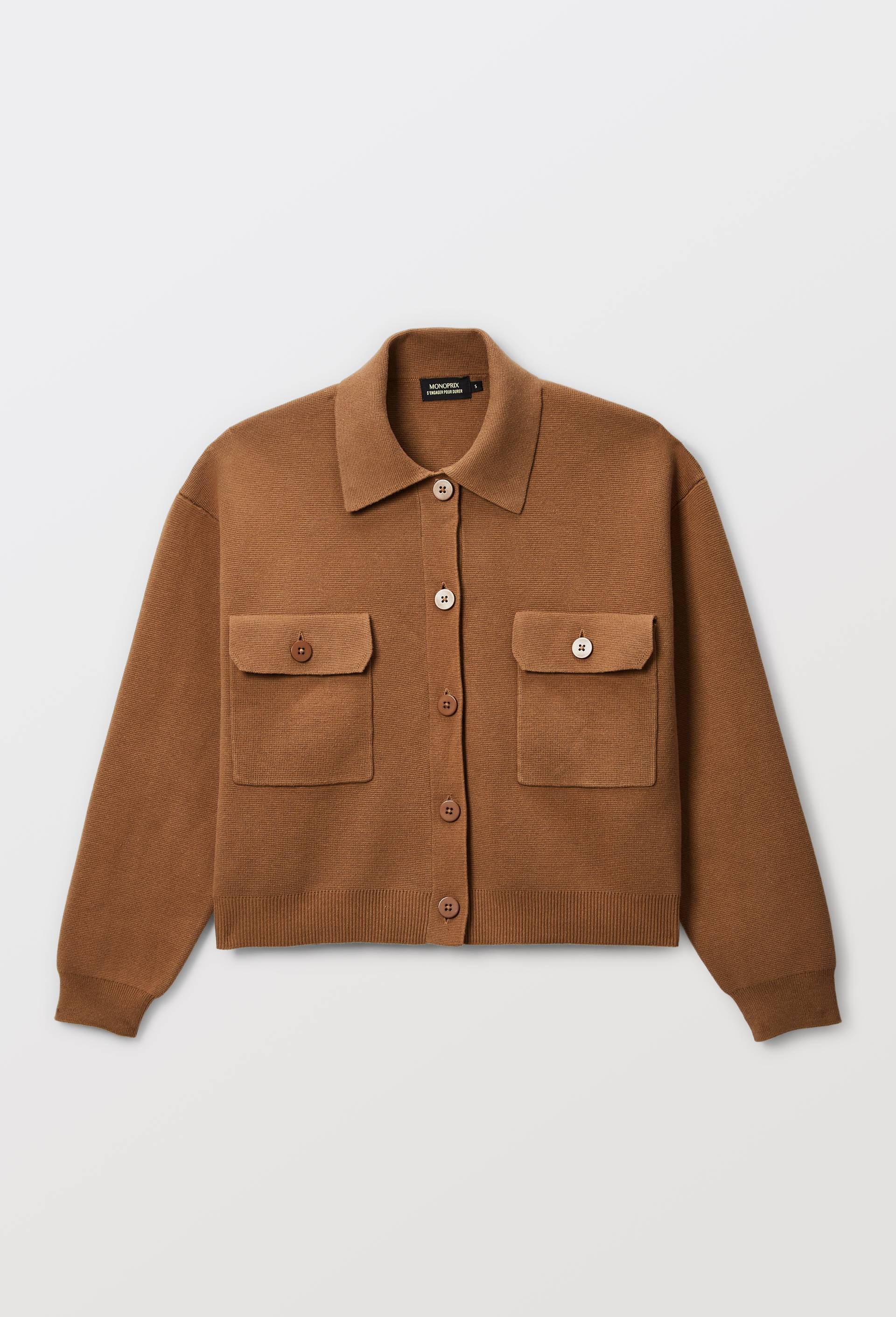 Veste en maille unie en coton BIO GOTS, Beige, large image number 2