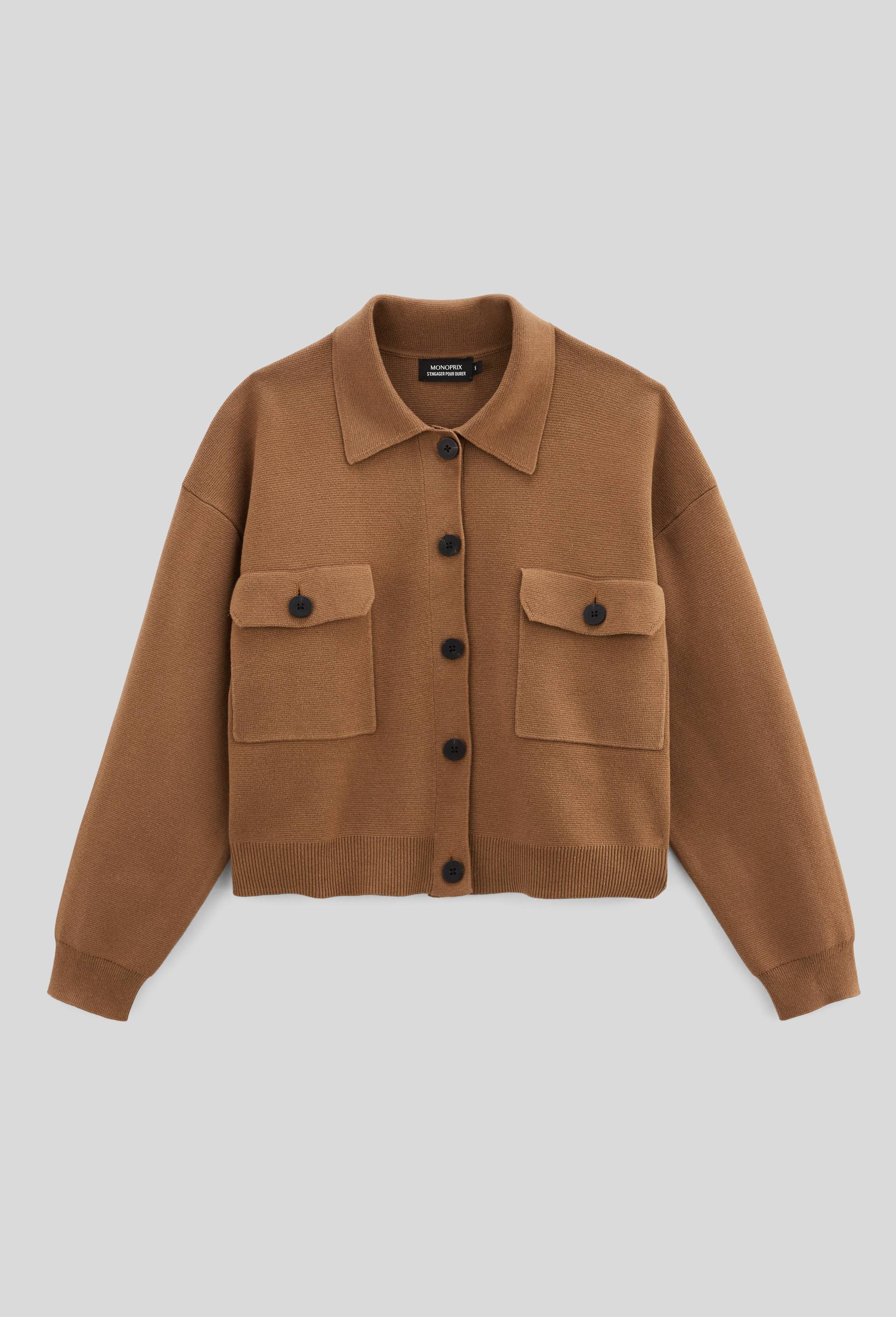 Veste en maille unie en coton BIO GOTS, Beige, large image number 3