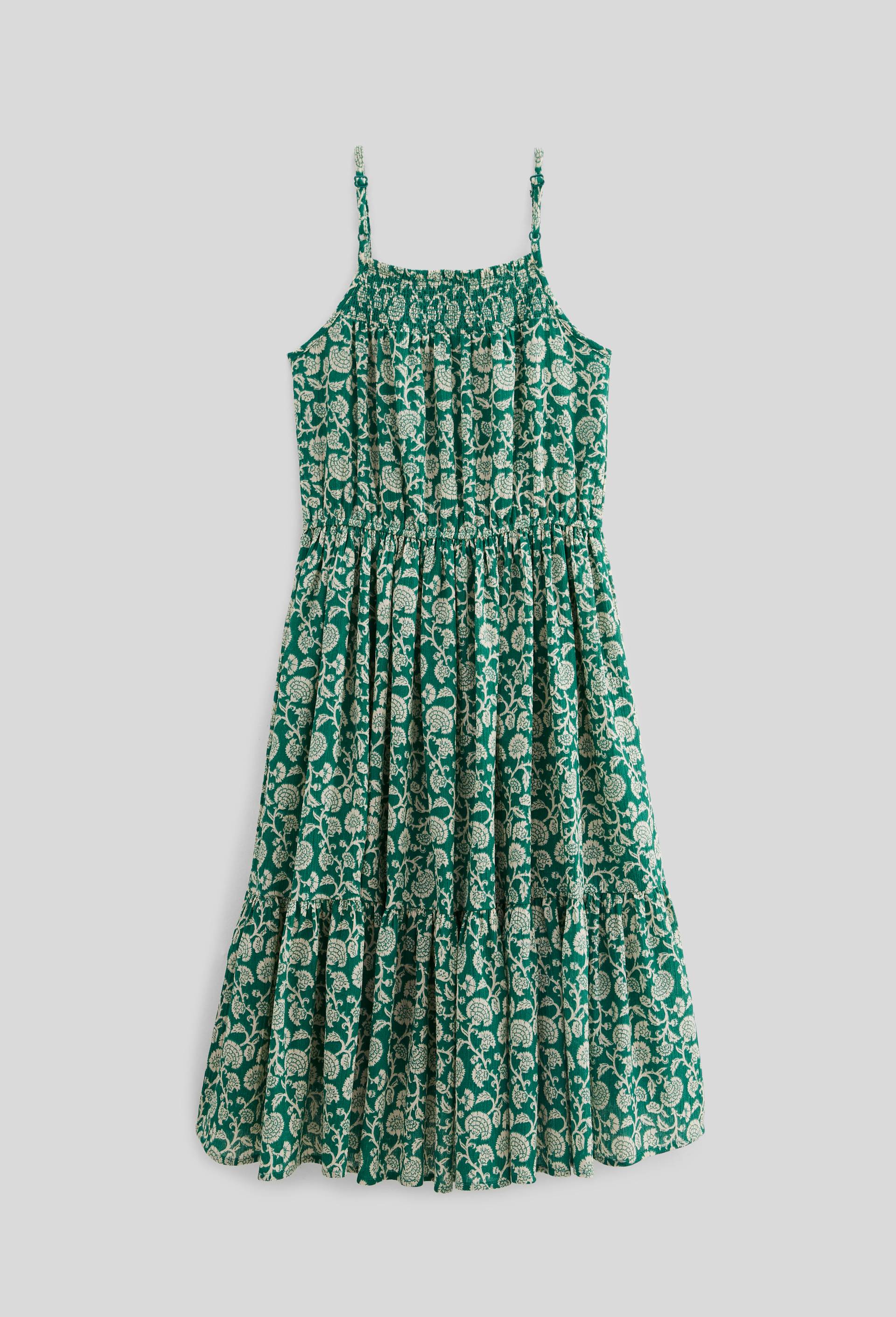 Robe midi &agrave; bretelles imprim&eacute;e en coton, Vert fonc&eacute;, large image number 2