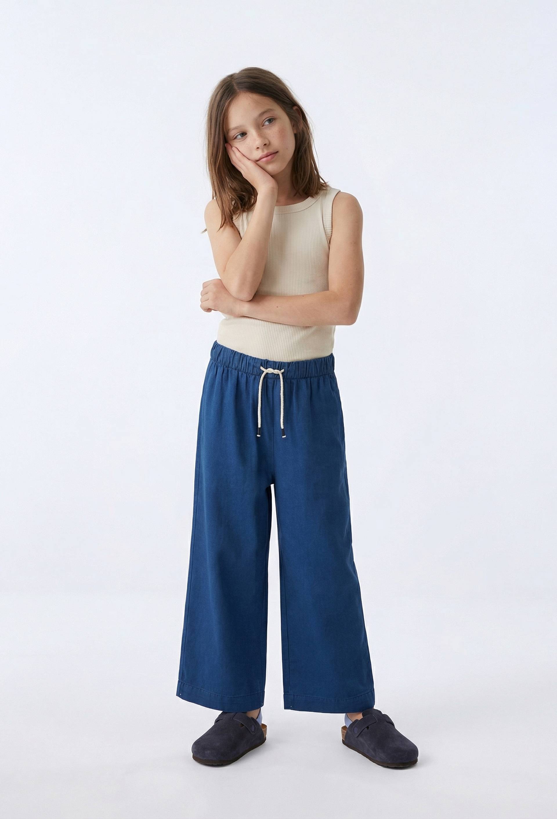 Pantalon large contenant du lin, Bleu, large image number 0.0