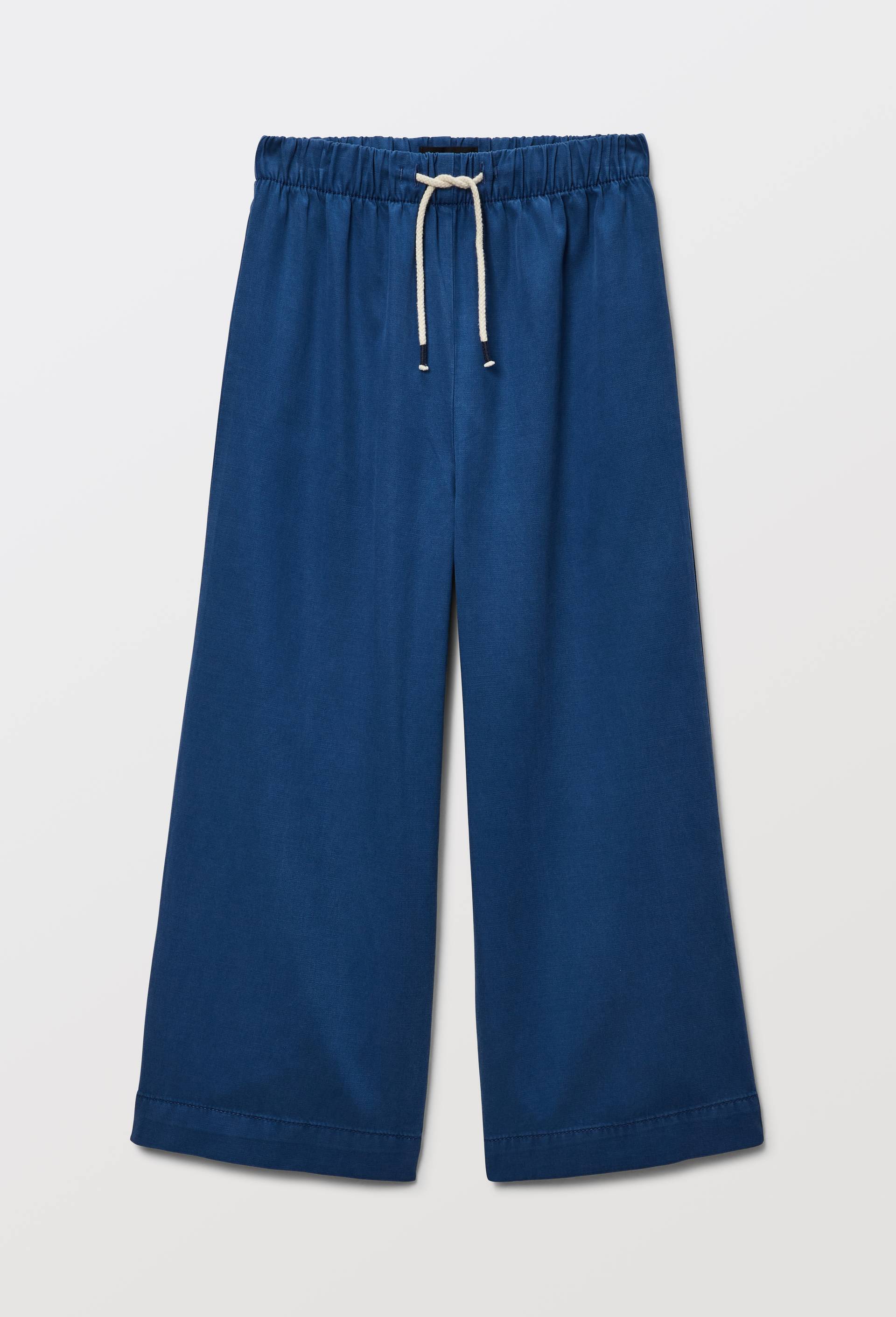 Pantalon large contenant du lin, Bleu, large image number 1.0