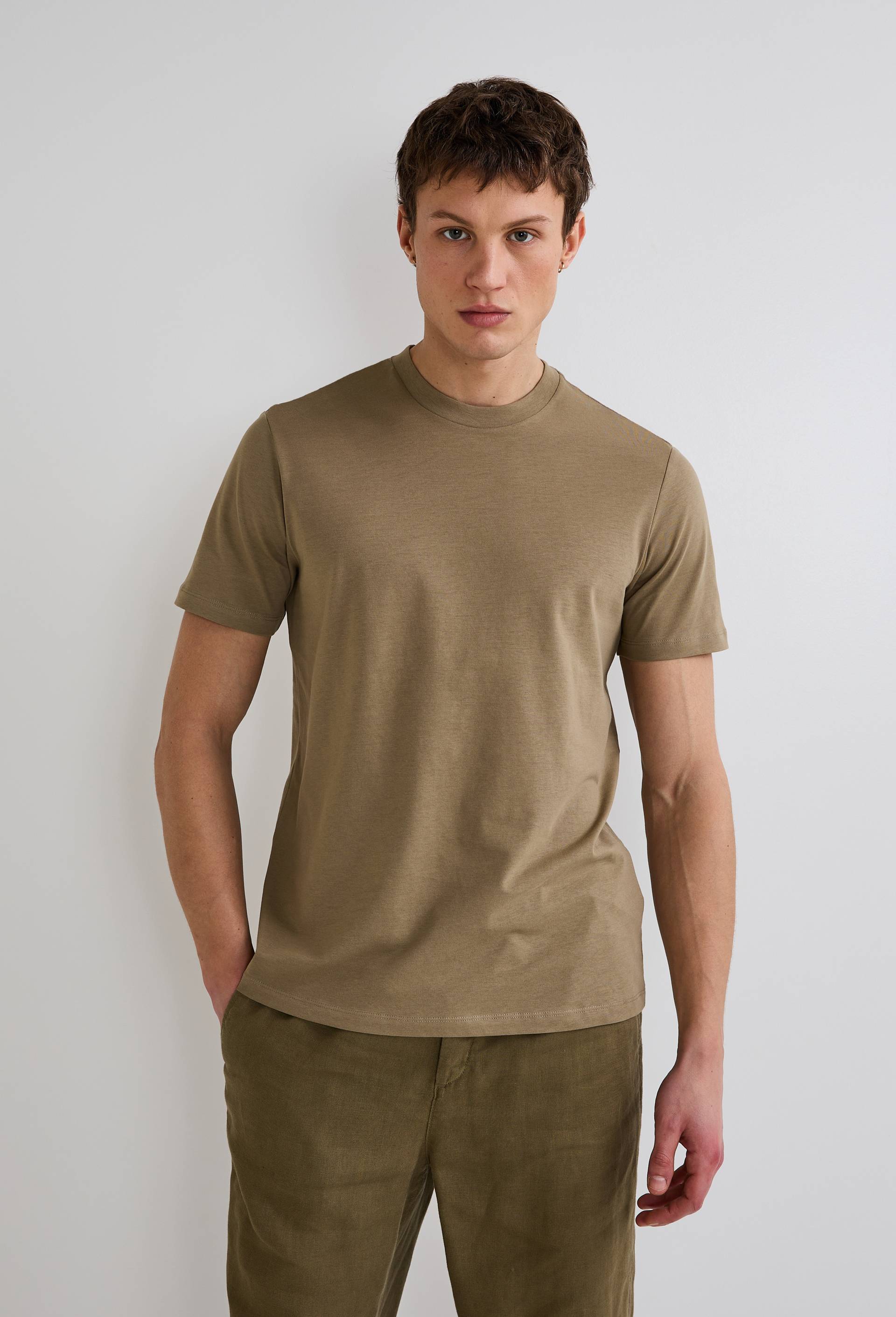 T-shirt manches courtes col rond en coton BIO GOTS, Vert fonc&eacute;, large image number 0