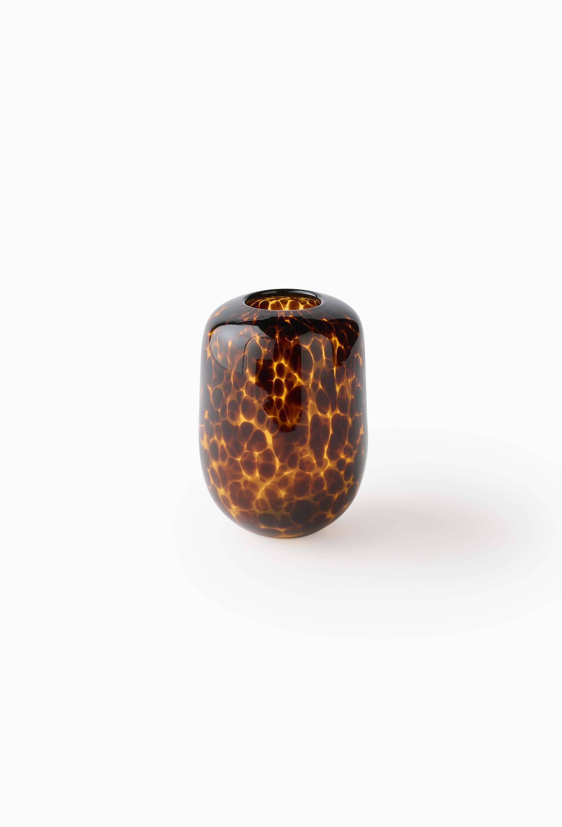 Vase tachet&eacute;, 11xH16cm, en verre, Jaune fonc&eacute;, large image number 0
