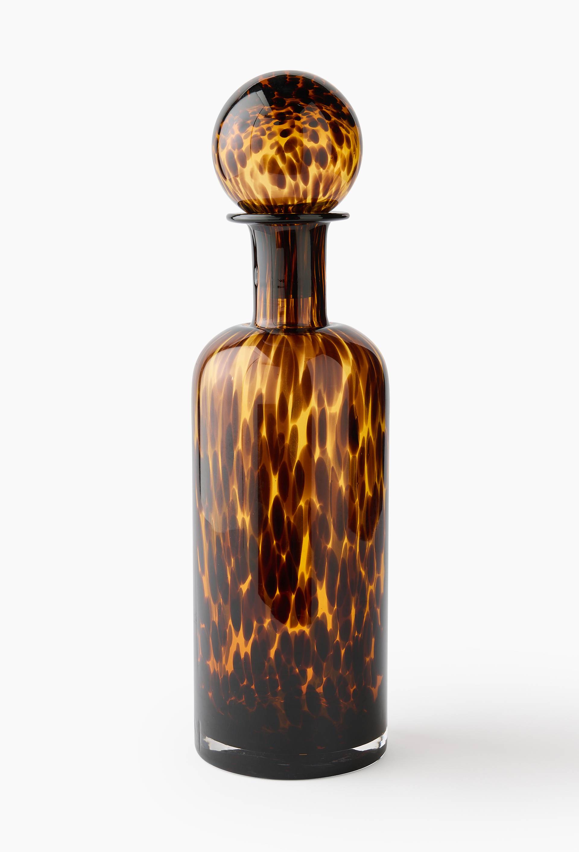 Fiole tachet&eacute;e, 11x40cm, en verre, Jaune fonc&eacute;, large image number 1.0