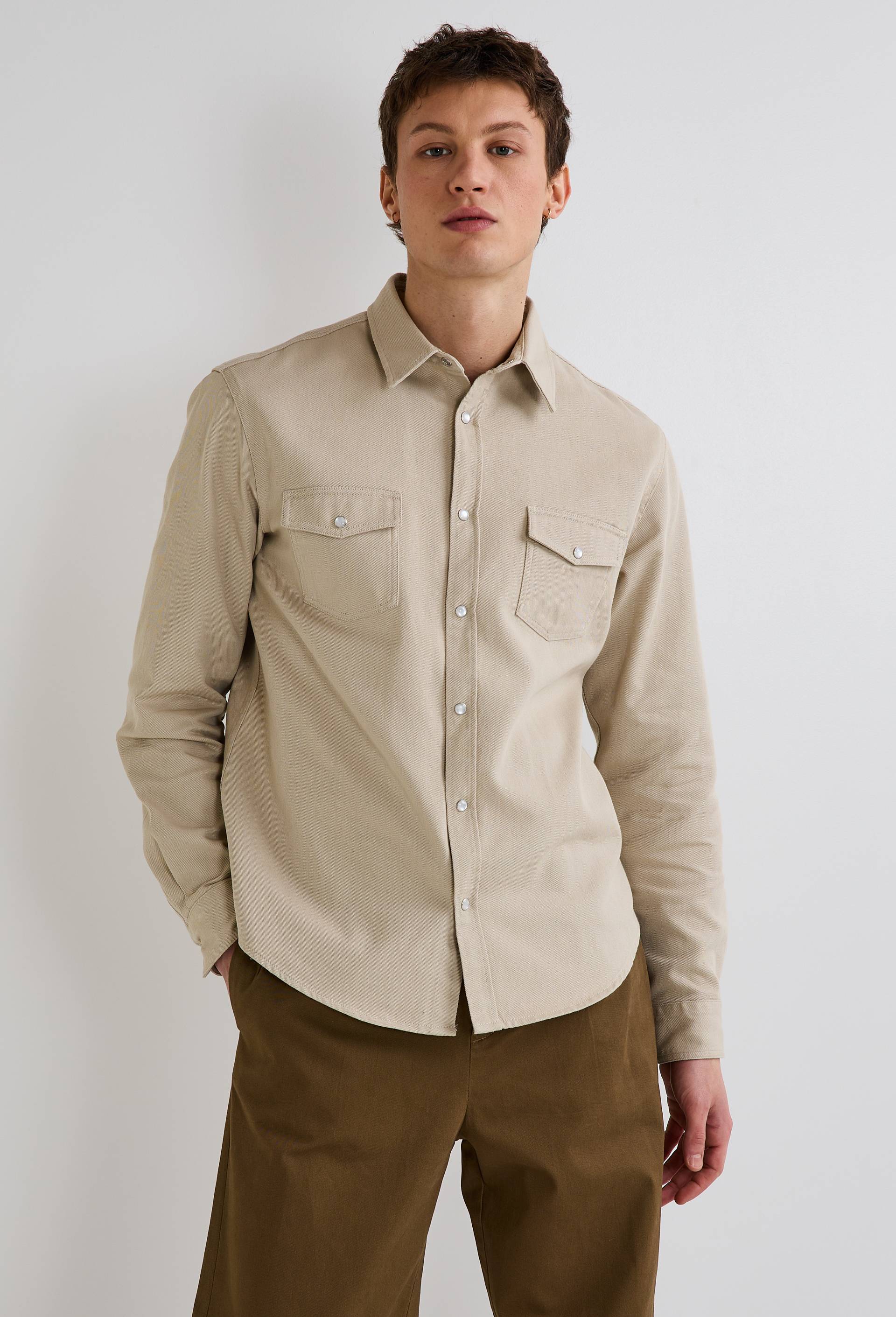 Chemise en jean en coton BIO GOTS, Beige clair, large image number 0
