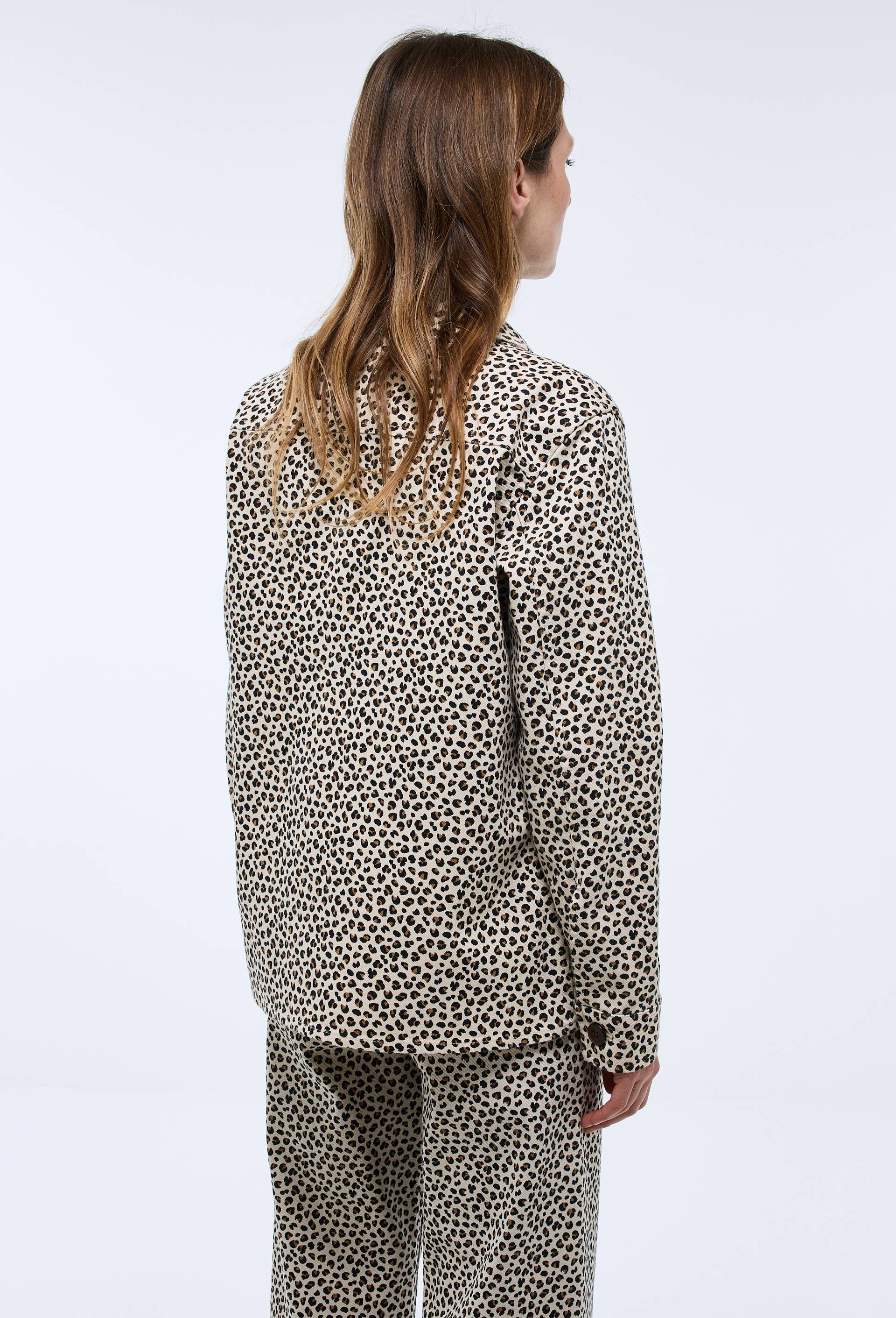 Veste courte imprim&eacute;e contenant du coton, Beige clair, large image number 1