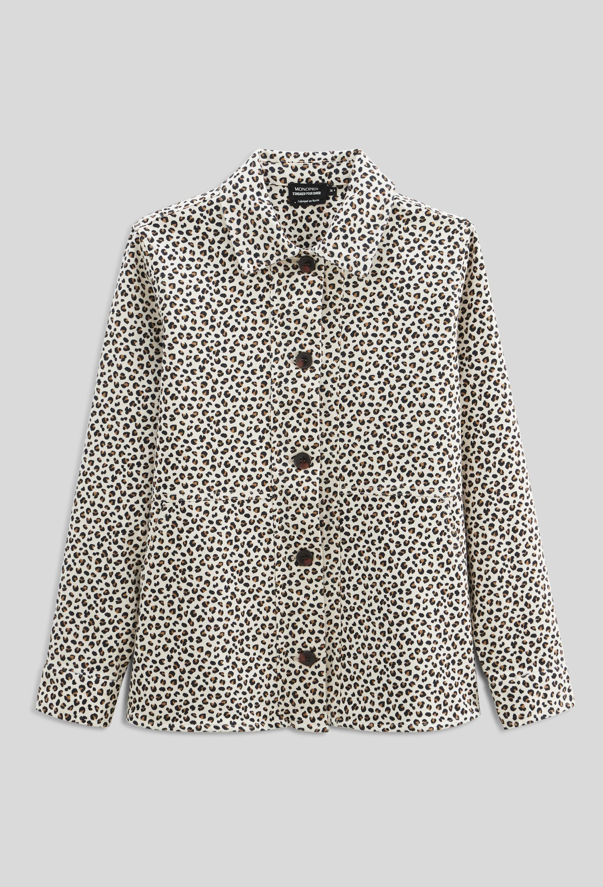 Veste courte imprim&eacute;e contenant du coton, Beige clair, large image number 2.0