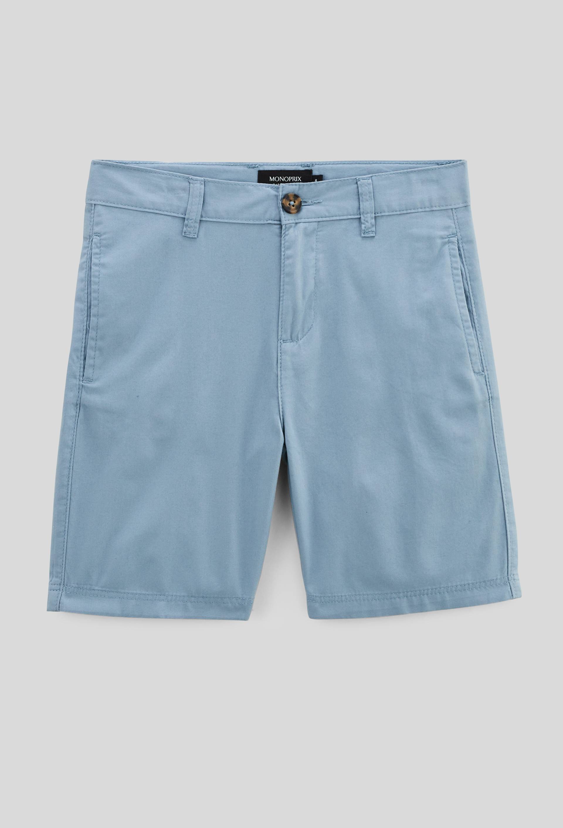 Bermuda droit uni en coton BIO GOTS, Bleu, large image number 0