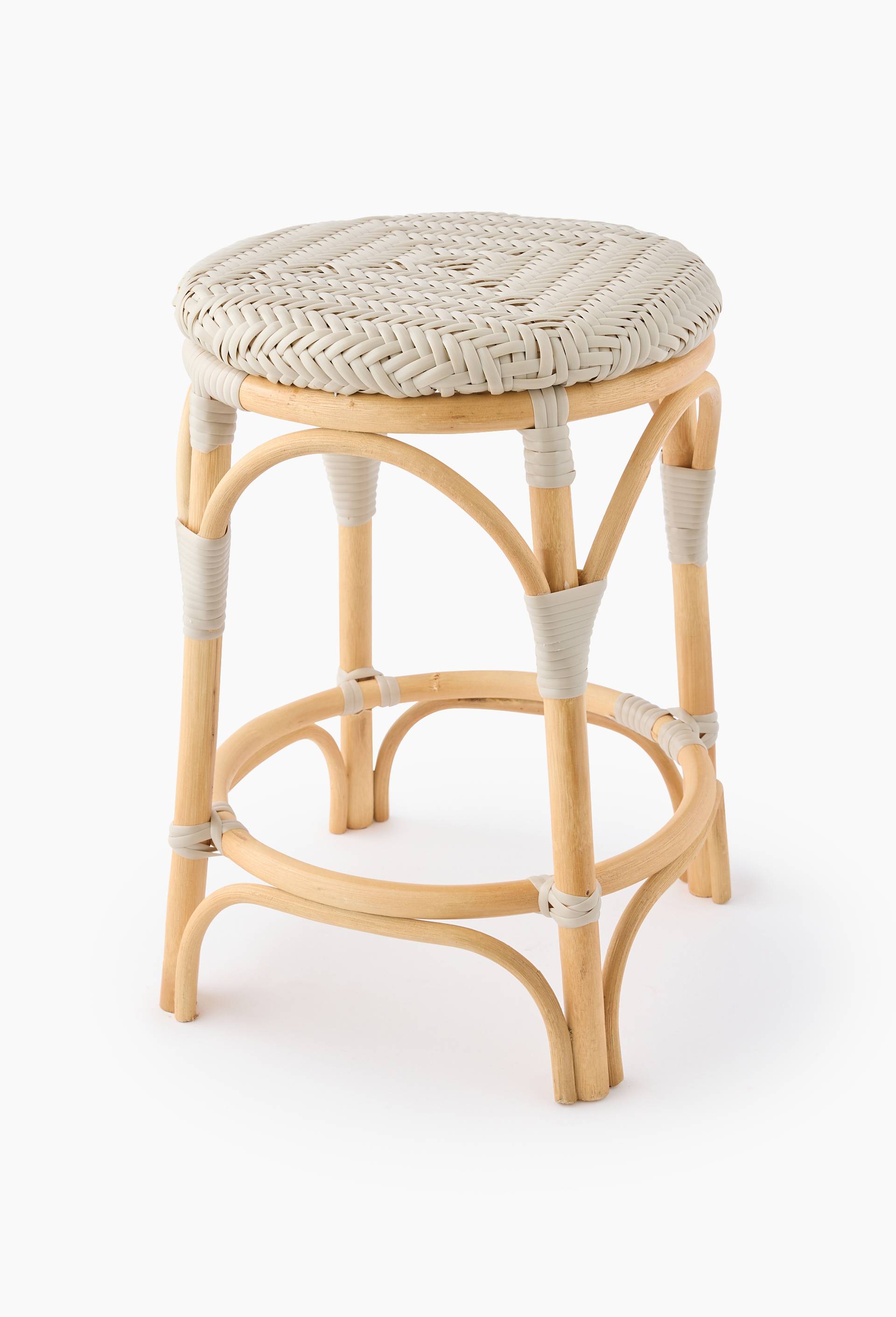 Tabouret bistrot, 42xH47cm, en rotin et plastique, Beige, large image number 0