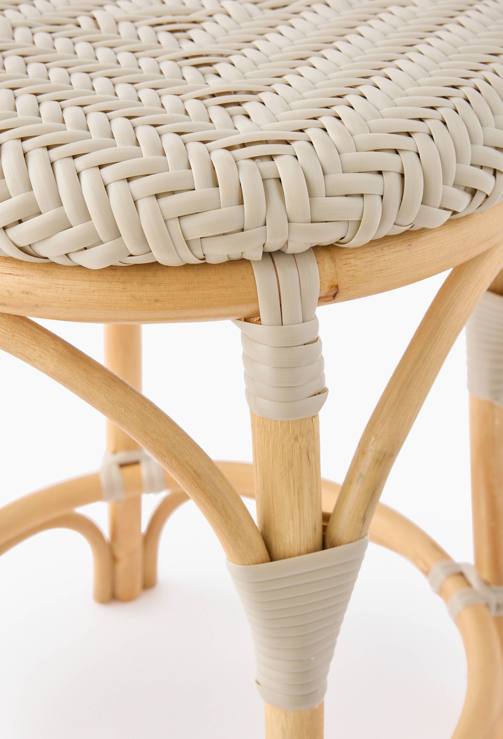 Tabouret bistrot, 42xH47cm, en rotin et plastique, Beige, large image number 1