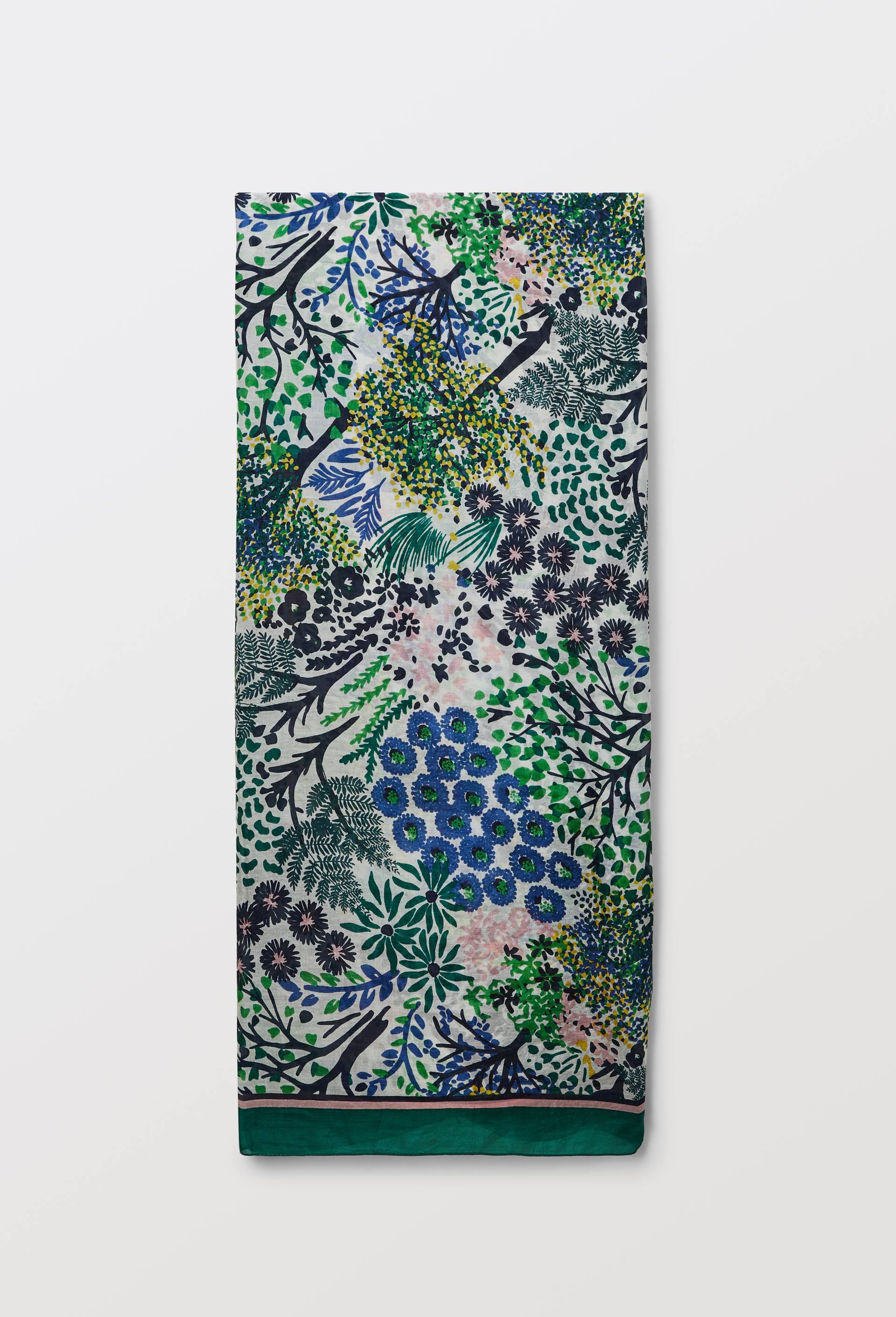 Foulard imprim&eacute; en soie, Vert, large image number 0.0