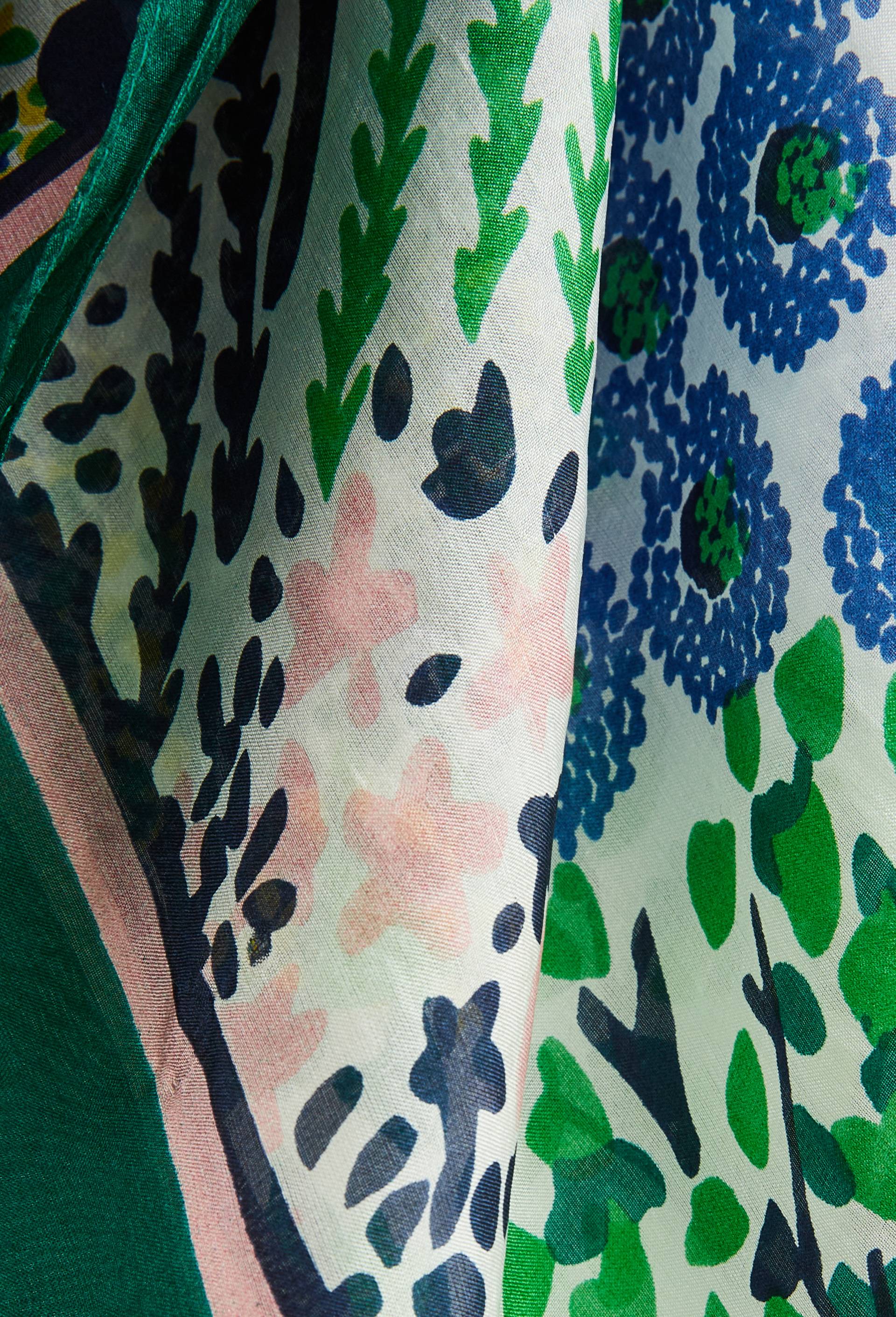 Foulard imprim&eacute; en soie, Vert, large image number 2