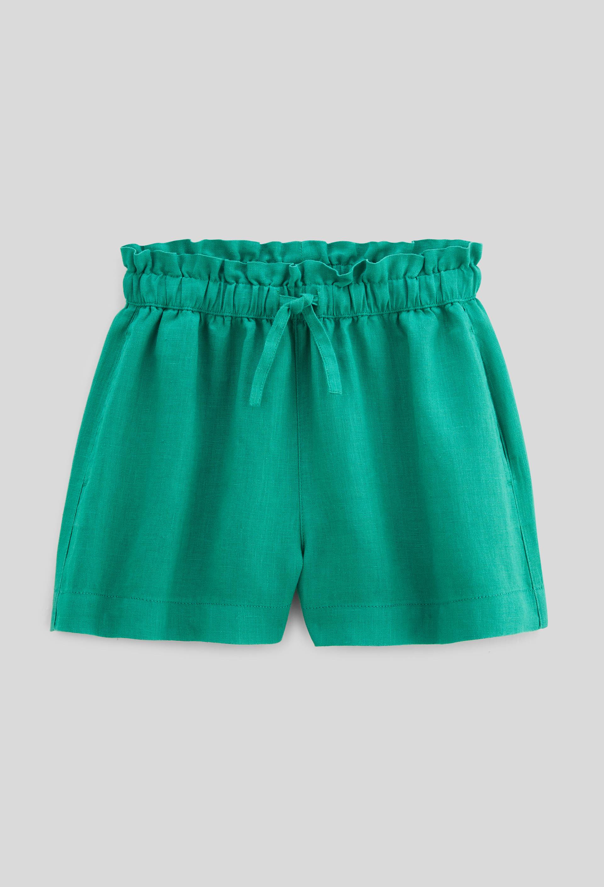 Short uni en lin, Vert fonc&eacute;, large image number 1