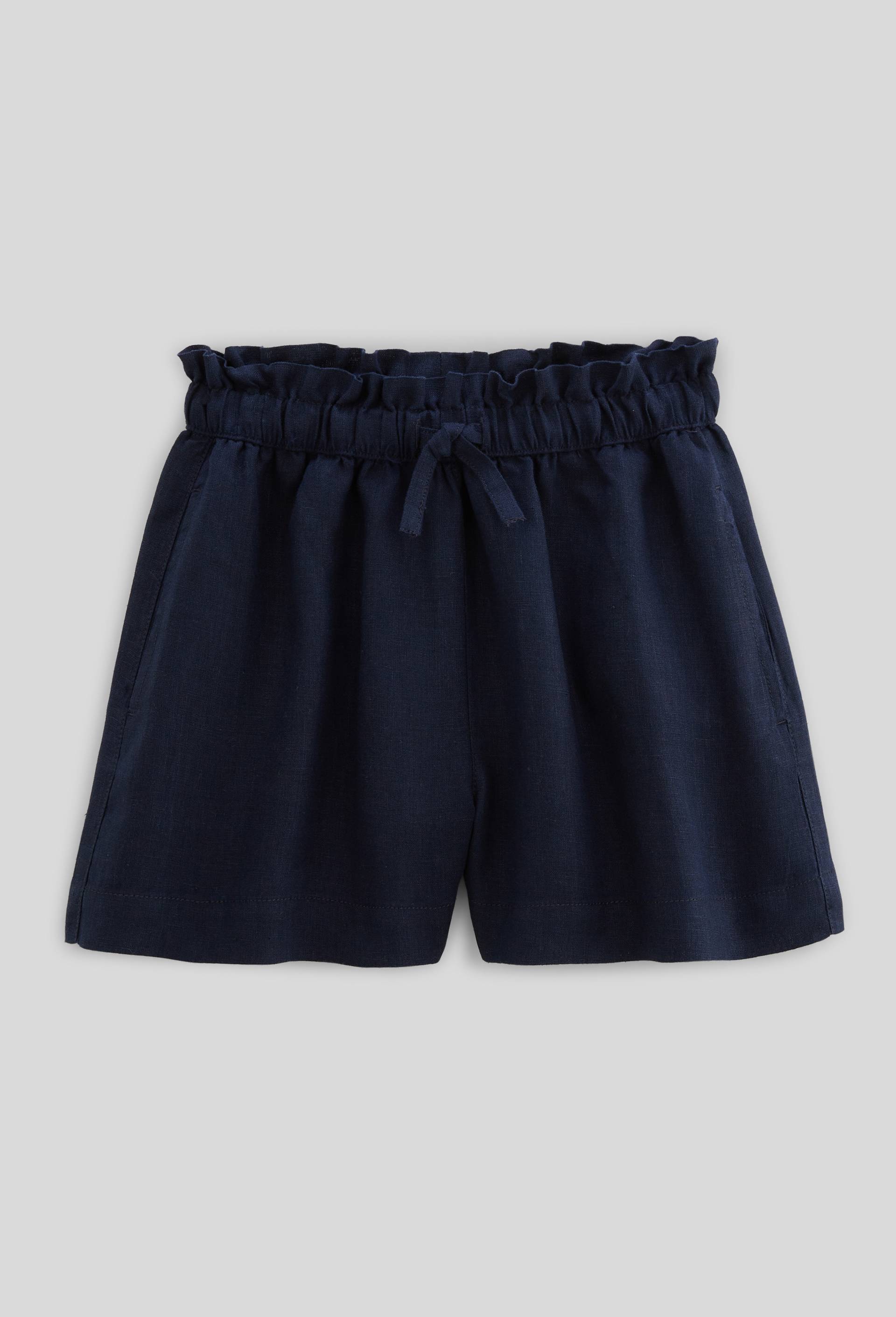 Short uni en lin, Bleu fonc&eacute;, large image number 1.0