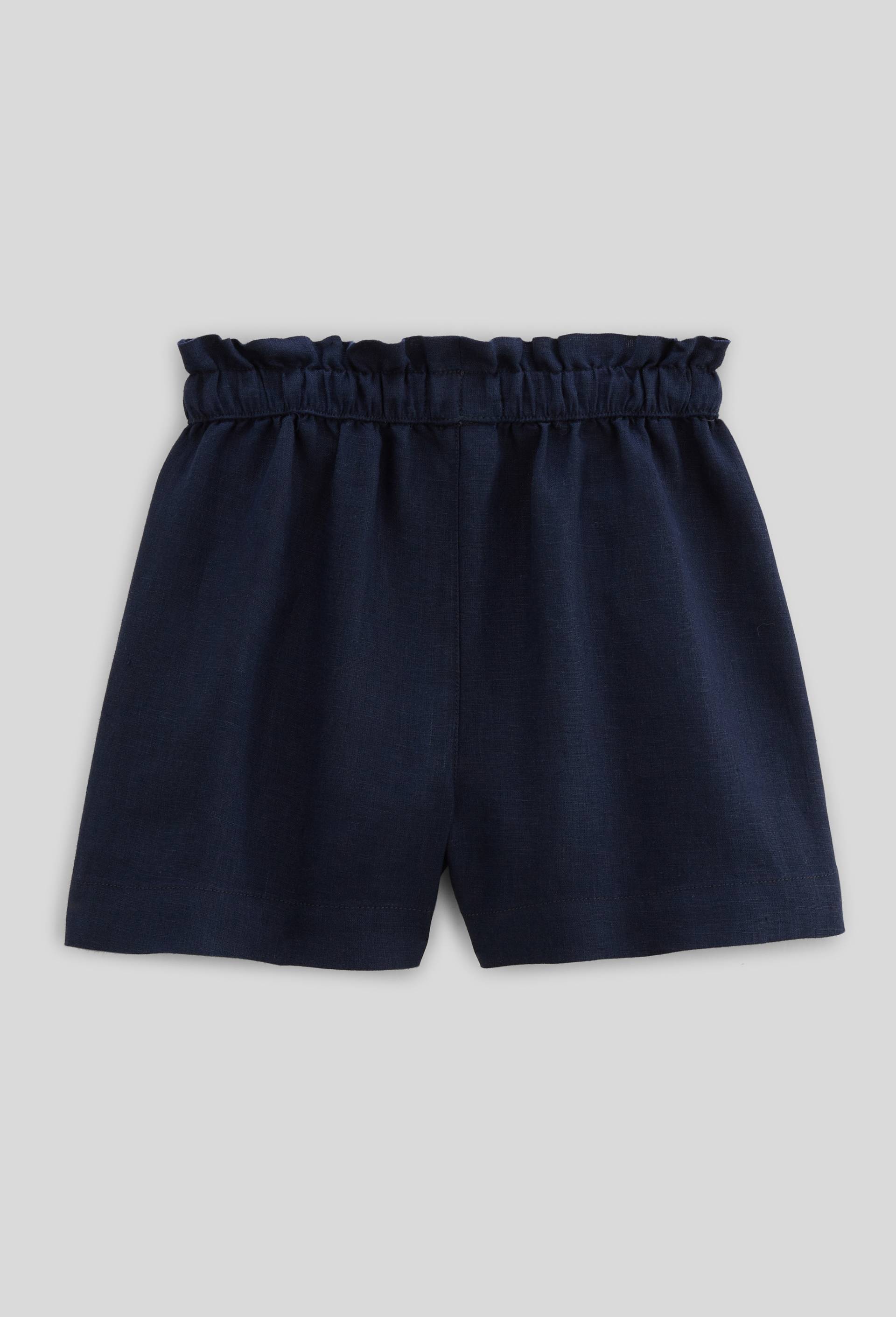 Short uni en lin, Bleu fonc&eacute;, large image number 2