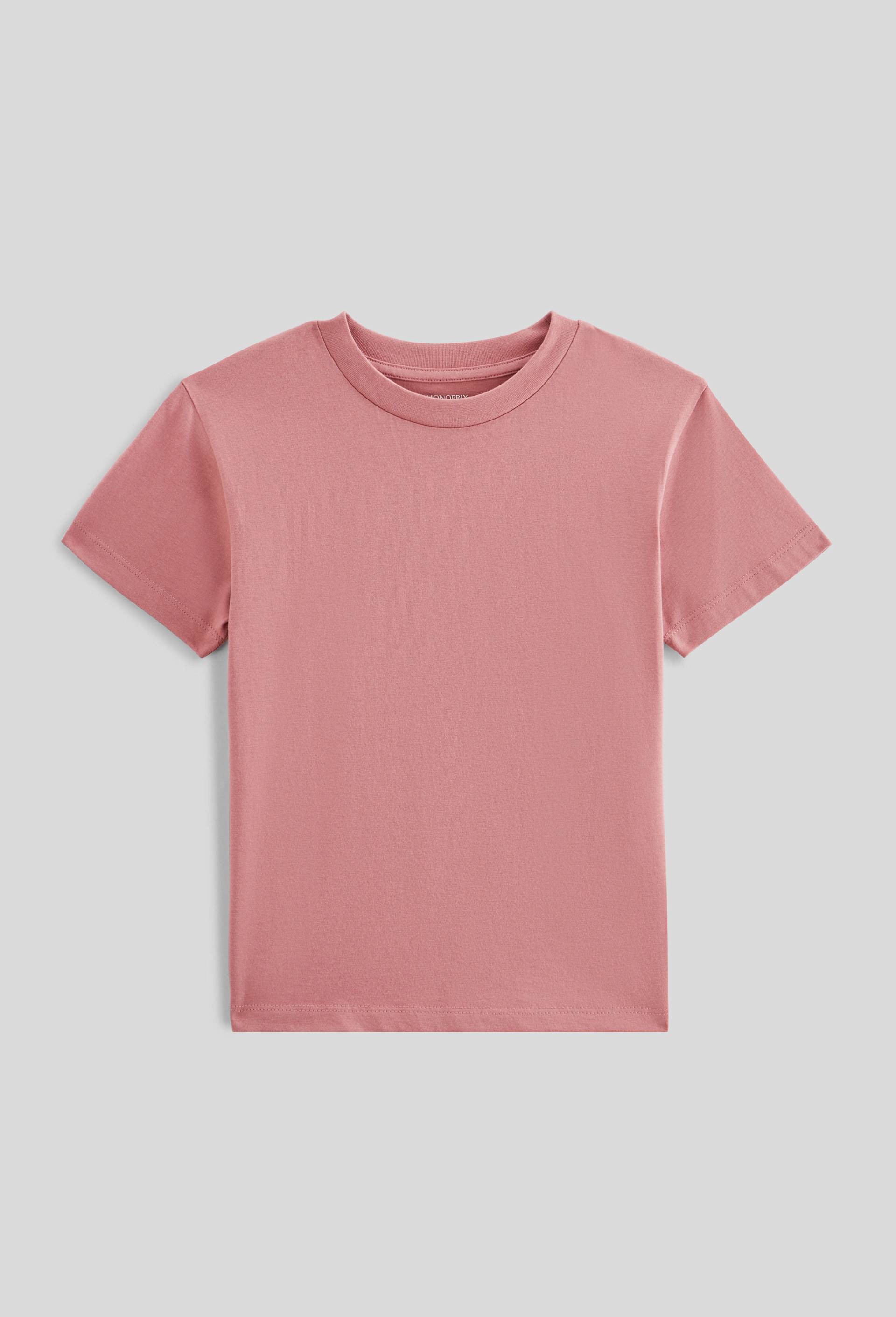 T-shirt manches courtes uni en coton BIO GOTS, Rose, large image number 0.0