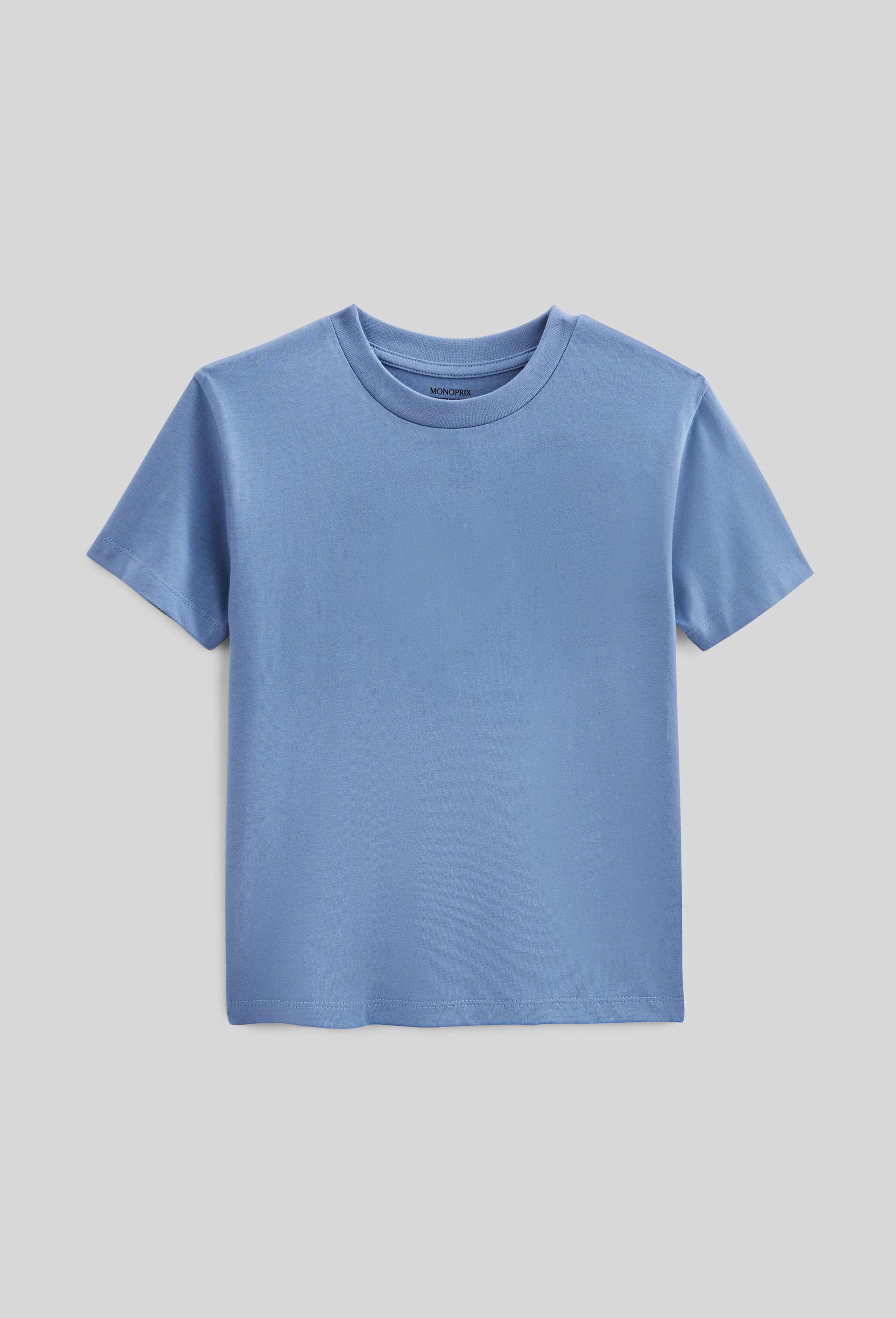 T-shirt manches courtes uni en coton BIO GOTS, Bleu, large image number 0