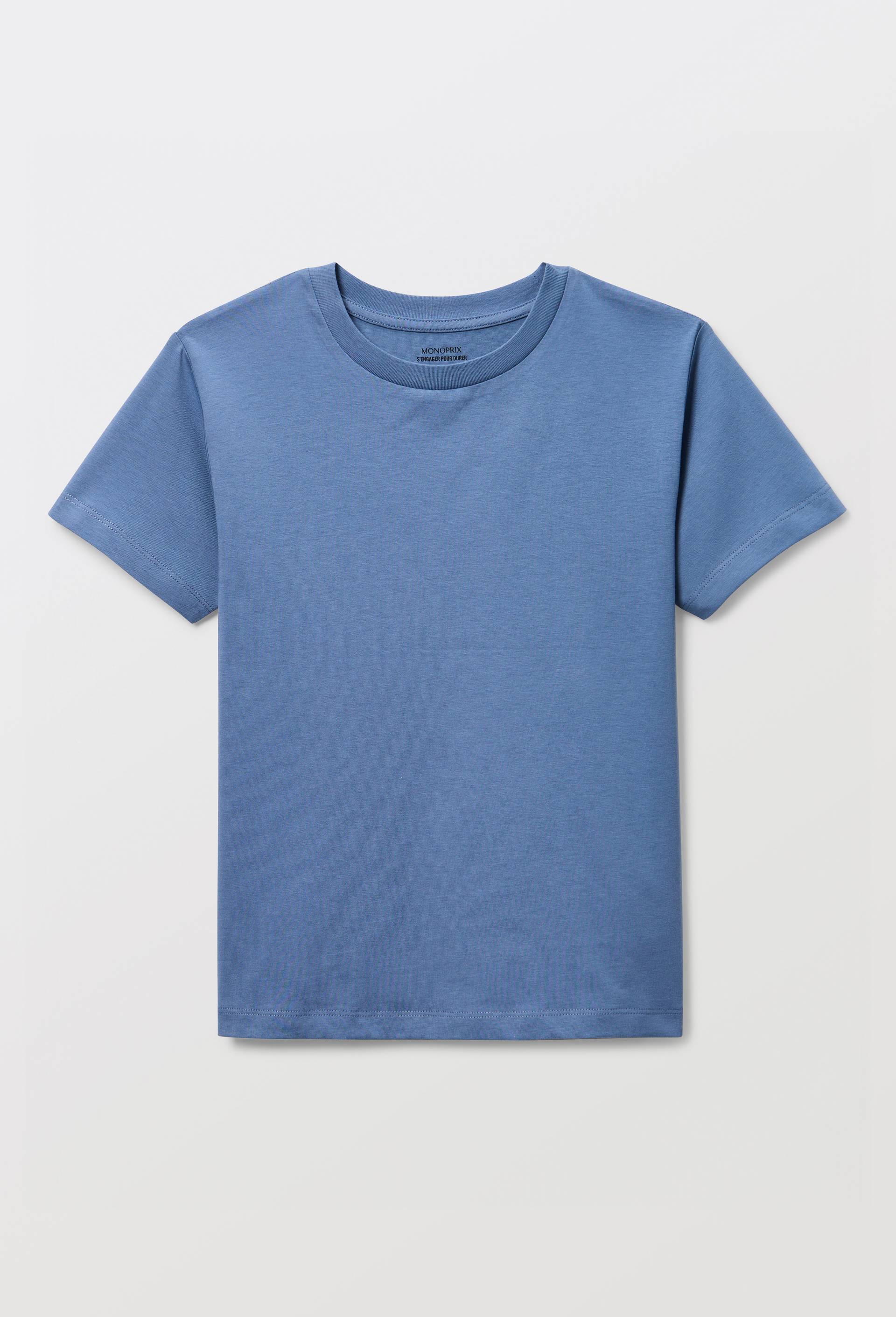 T-shirt manches courtes uni en coton BIO GOTS, Bleu, large image number 1