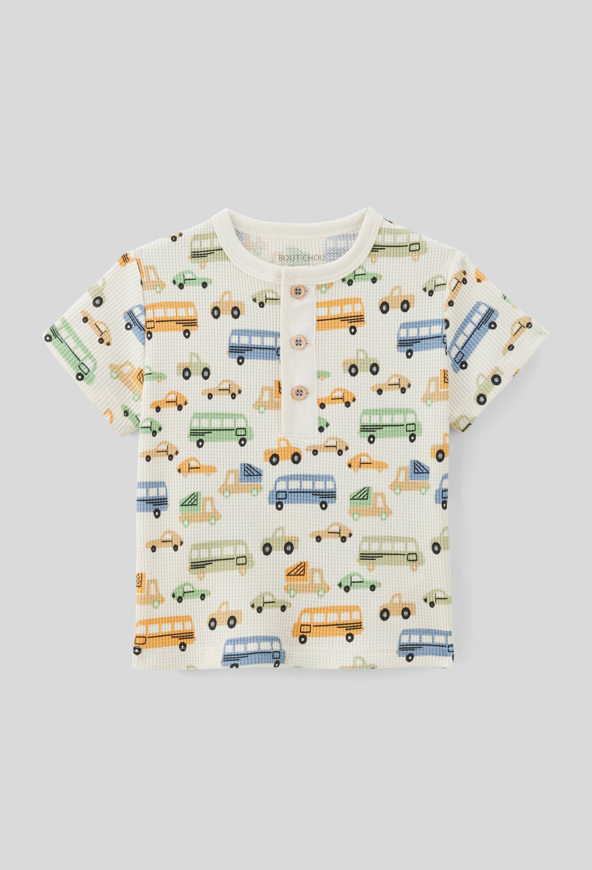 T-shirt manches courtes  imprim&eacute; en coton BIO GOTS, Beige clair, large image number 0.0
