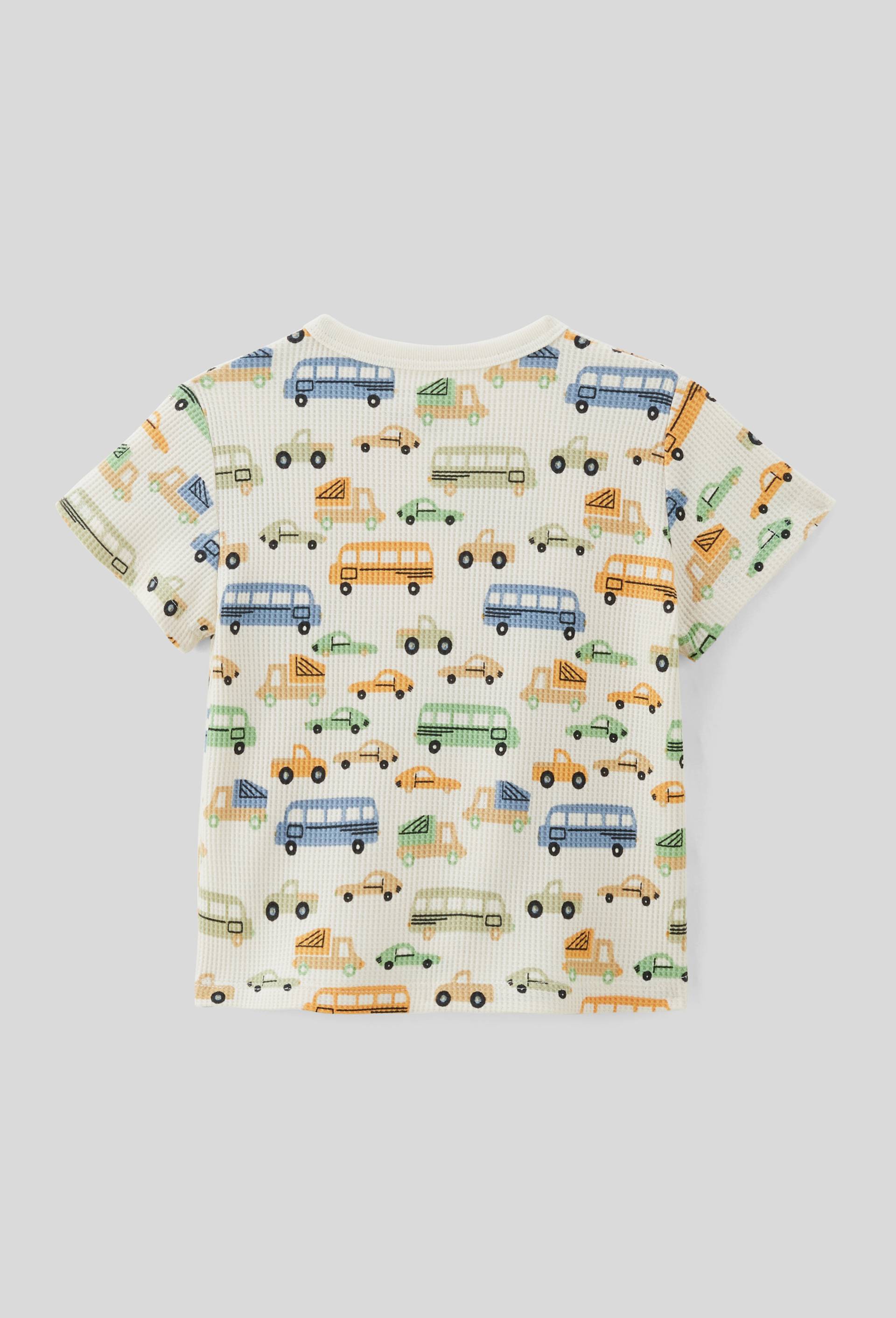 T-shirt manches courtes  imprim&eacute; en coton BIO GOTS, Beige clair, large image number 1