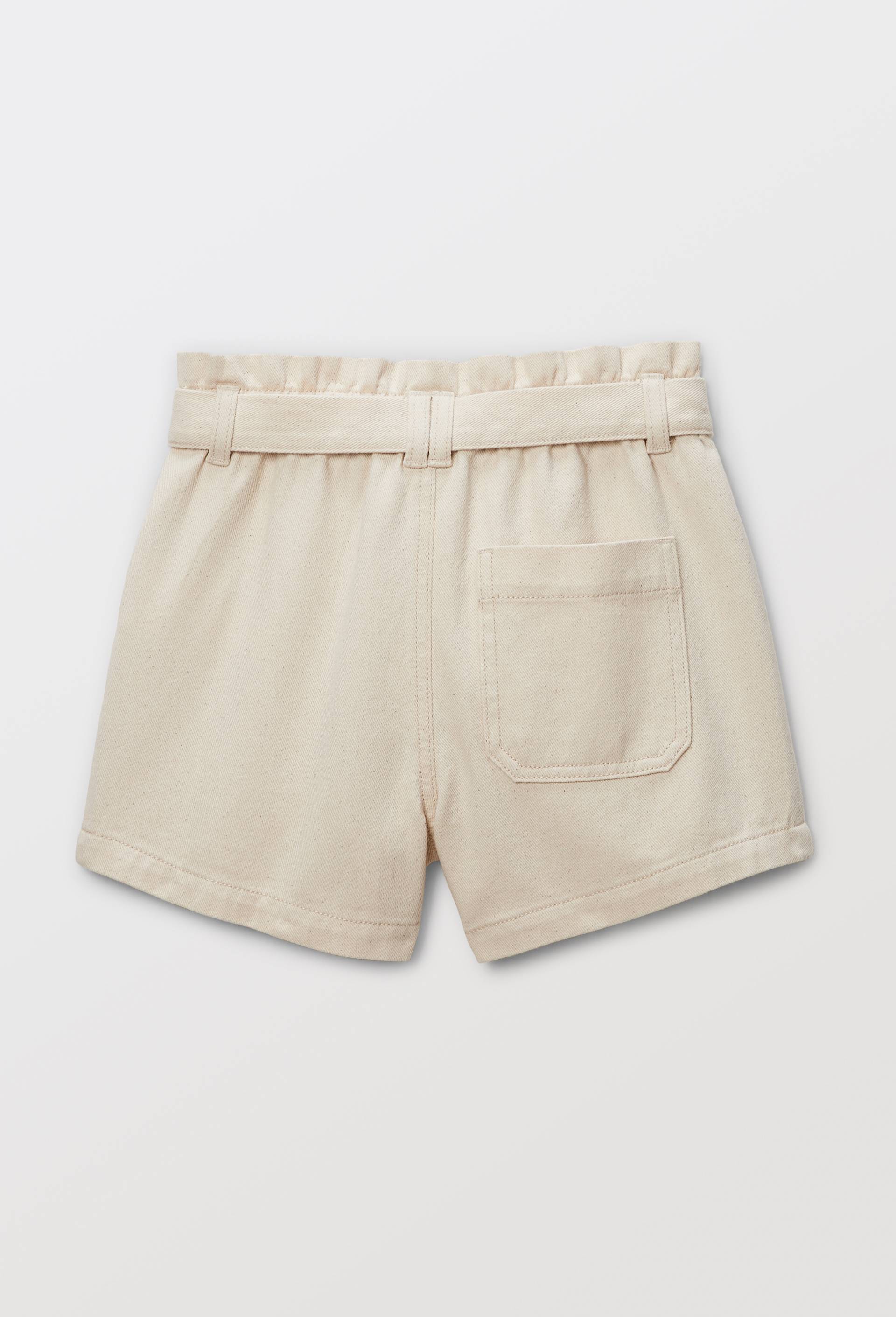 Short uni ceintur&eacute; en coton, Beige clair, large image number 1