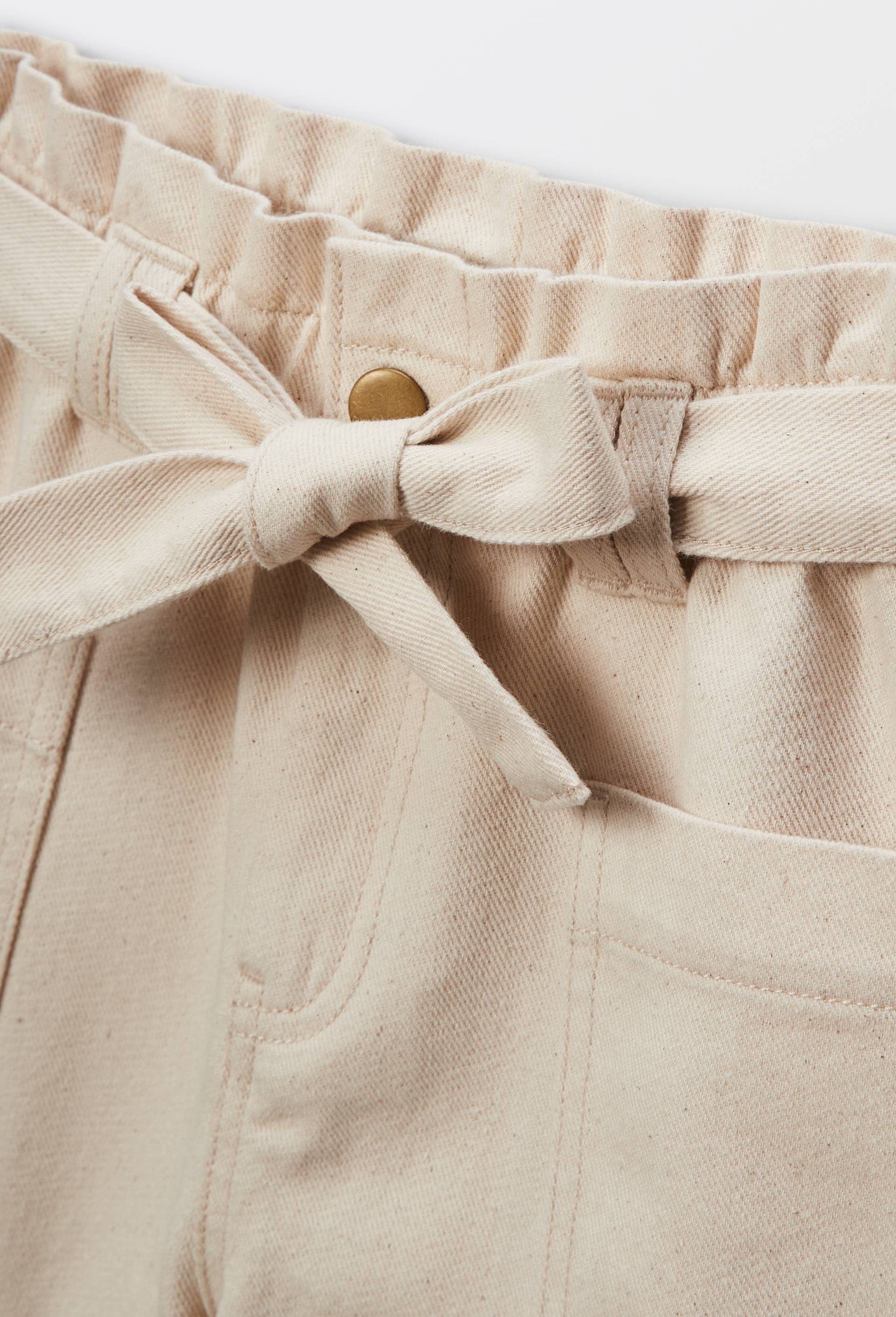 Short uni ceintur&eacute; en coton, Beige clair, large image number 2.0