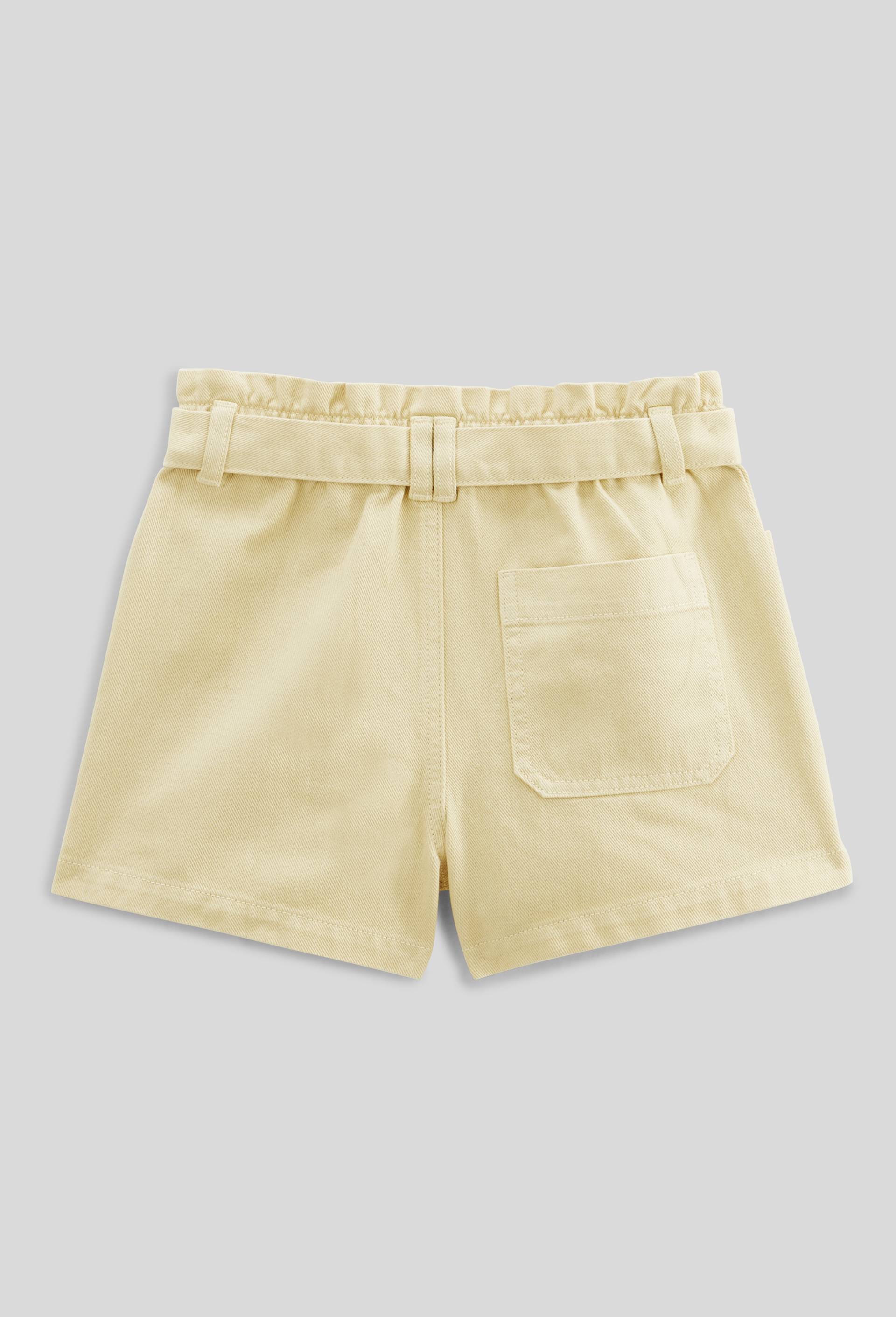 Short uni ceintur&eacute; en coton, Jaune clair, large image number 2
