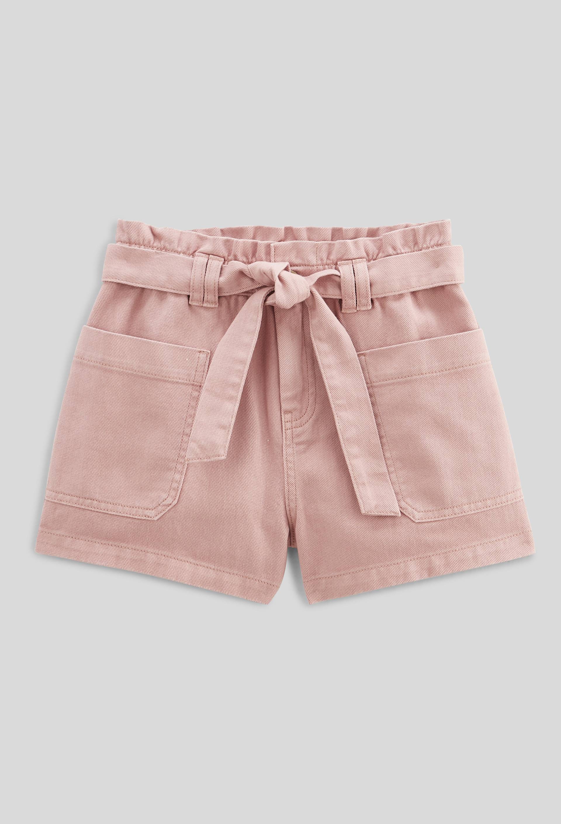 Short uni ceintur&eacute; en coton, Beige, large image number 1