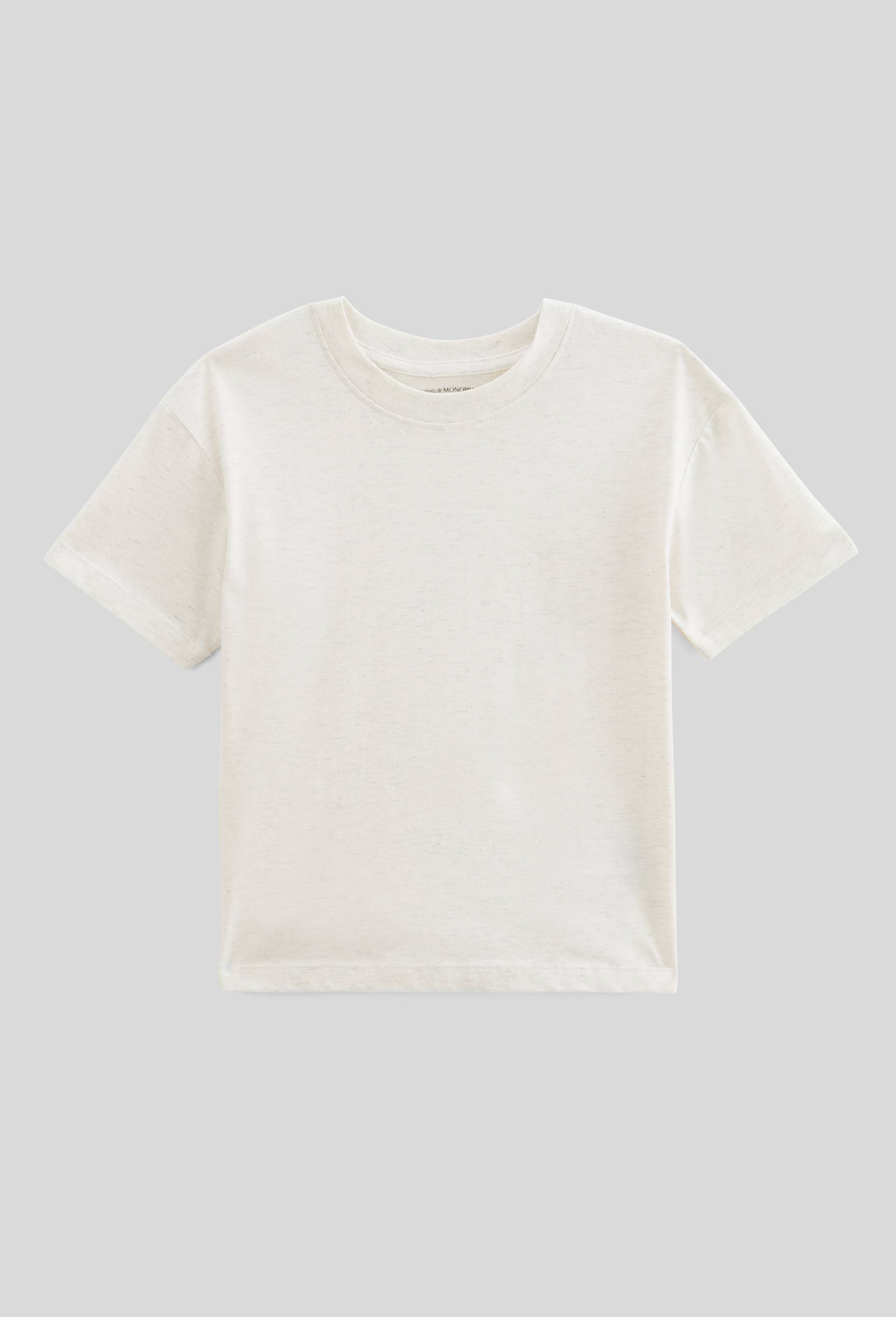 T-shirt &agrave; d&eacute;tails m&eacute;tallis&eacute;s, Ecru, large image number 0