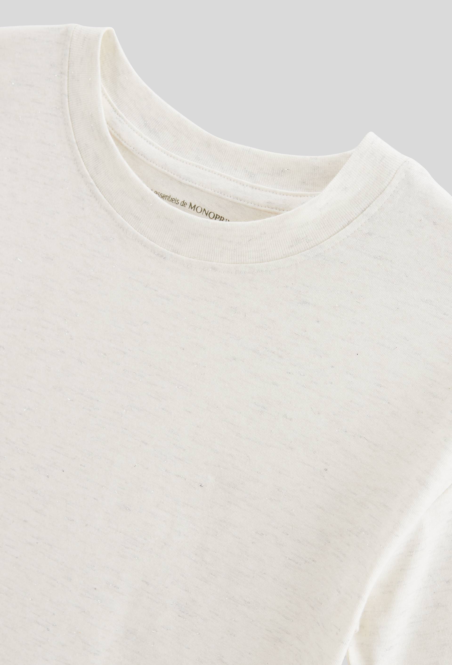 T-shirt &agrave; d&eacute;tails m&eacute;tallis&eacute;s, Ecru, large image number 2