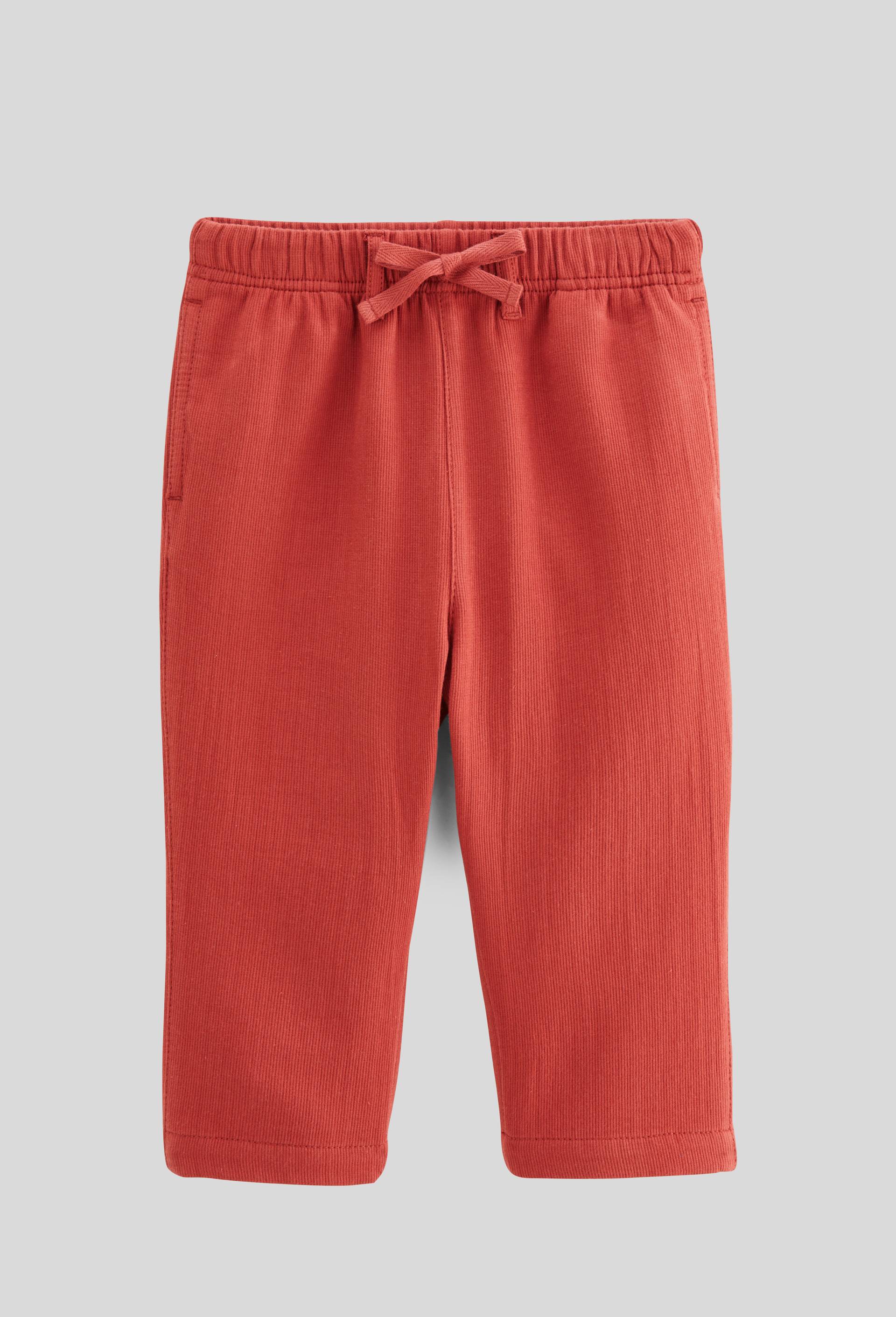 Pantalon taille élastique uni en gaze de coton BIO GOTS, Rouge, swatch image