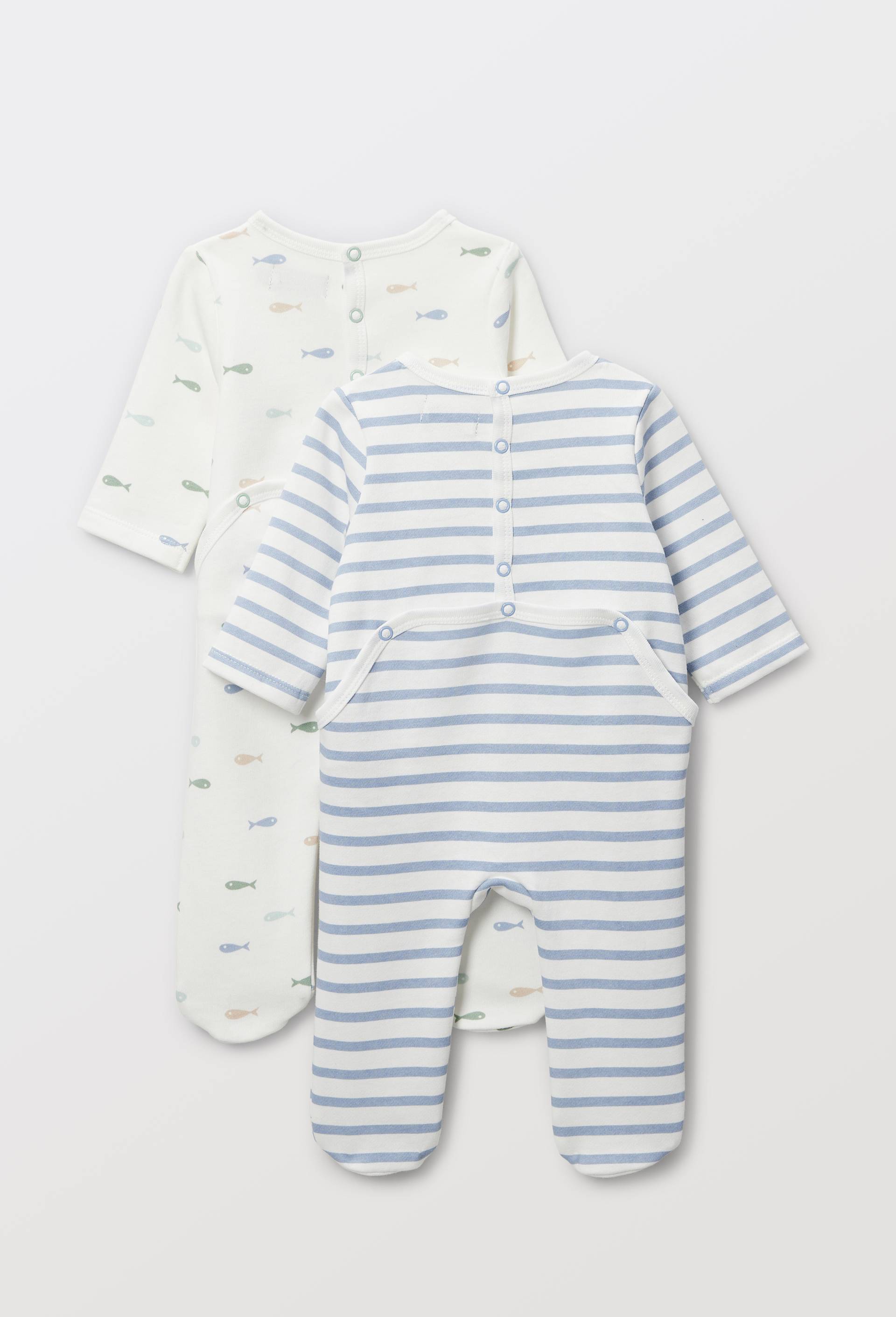 Lot de 2 dors-bien en molleton en coton BIO GOTS, Bleu, large image number 1
